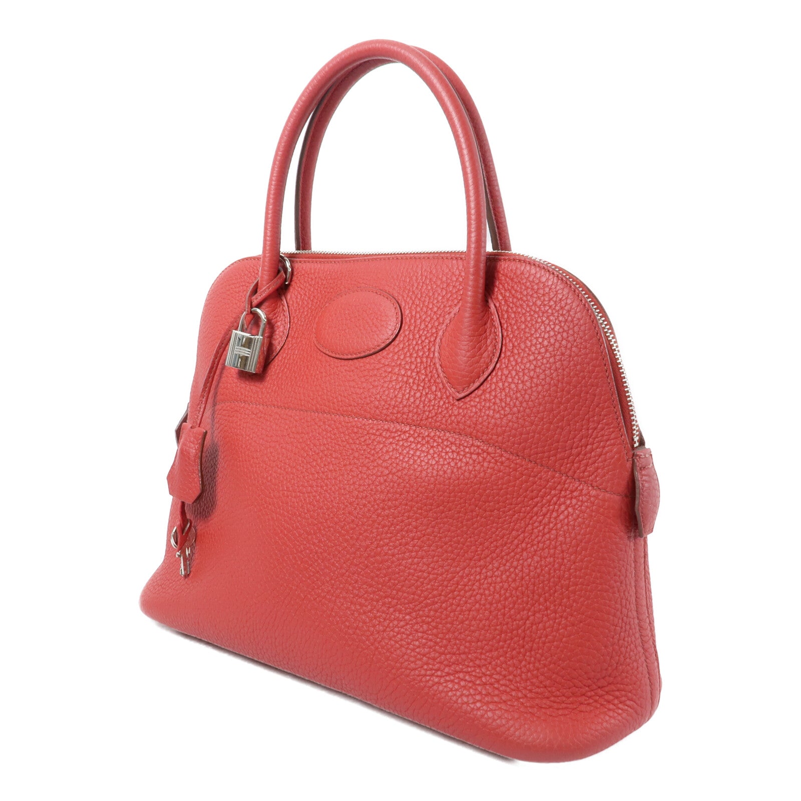 HERMES Clemence皮革Bolide 31手挽肩背兩用袋Rouge Casaque