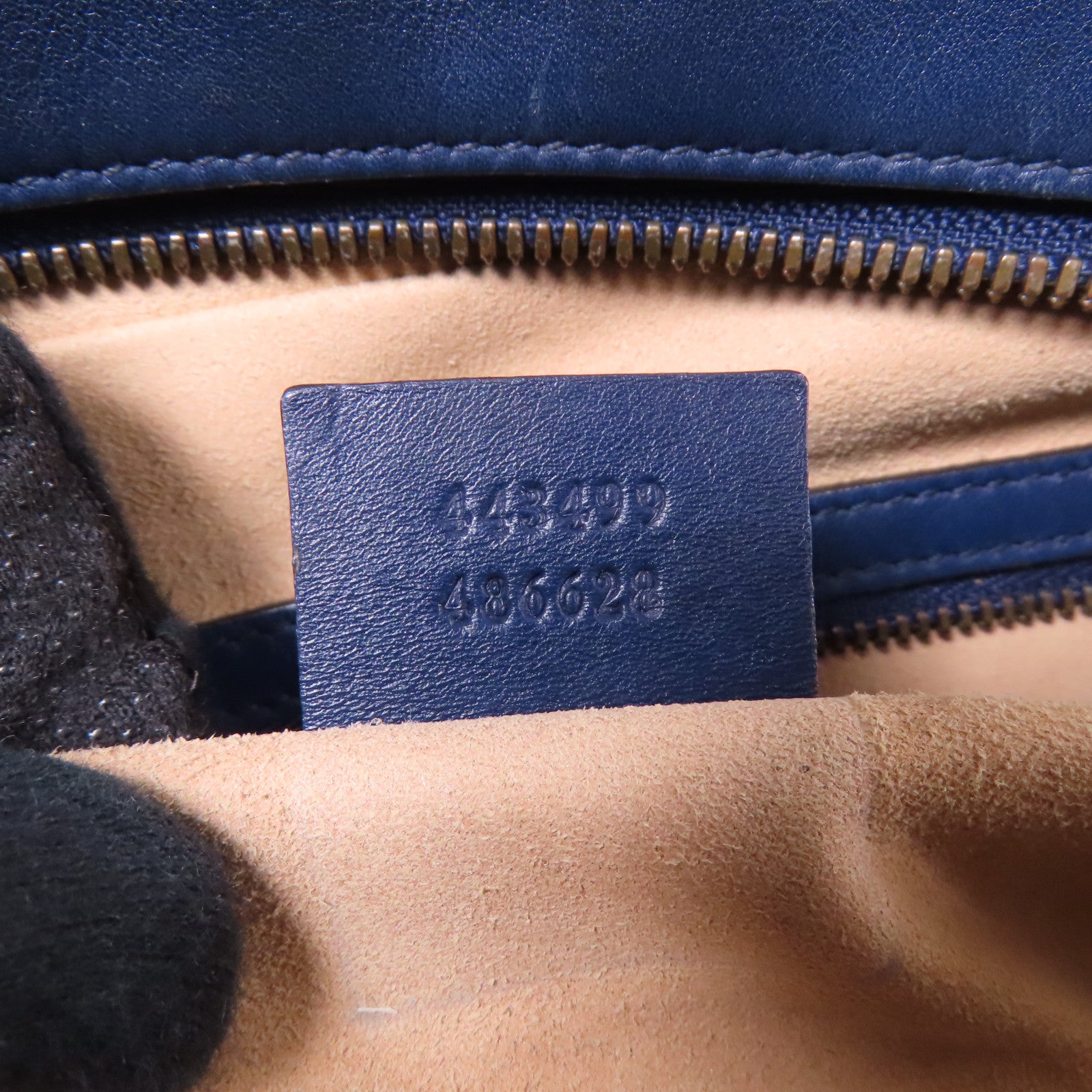 GUCCI GG GHW Chain Shoulder Bag 443499 Calfskin Leather Navy