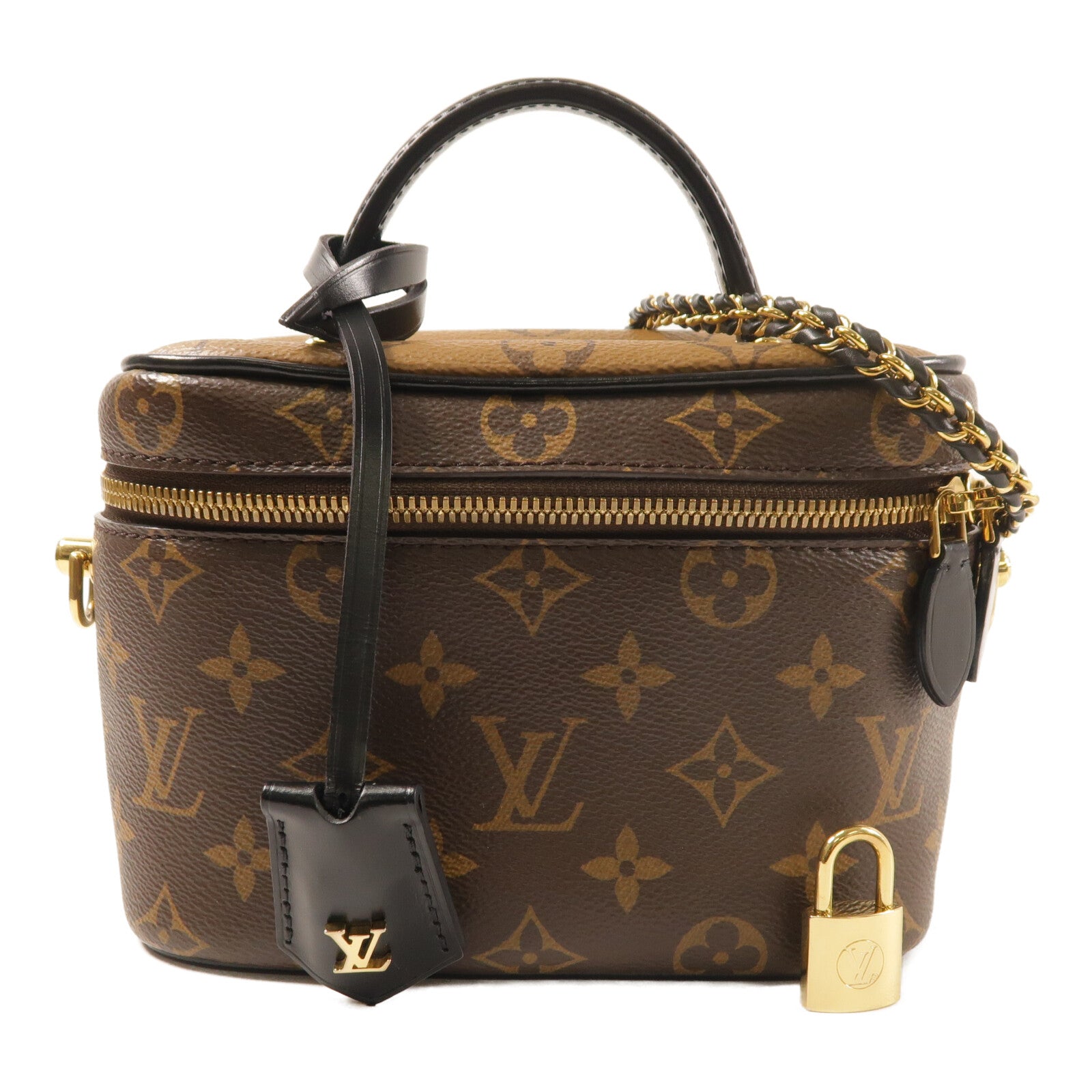 LOUIS VUITTON Monogram Reverse Vanity PM金扣鏈帶手挽肩背兩用袋