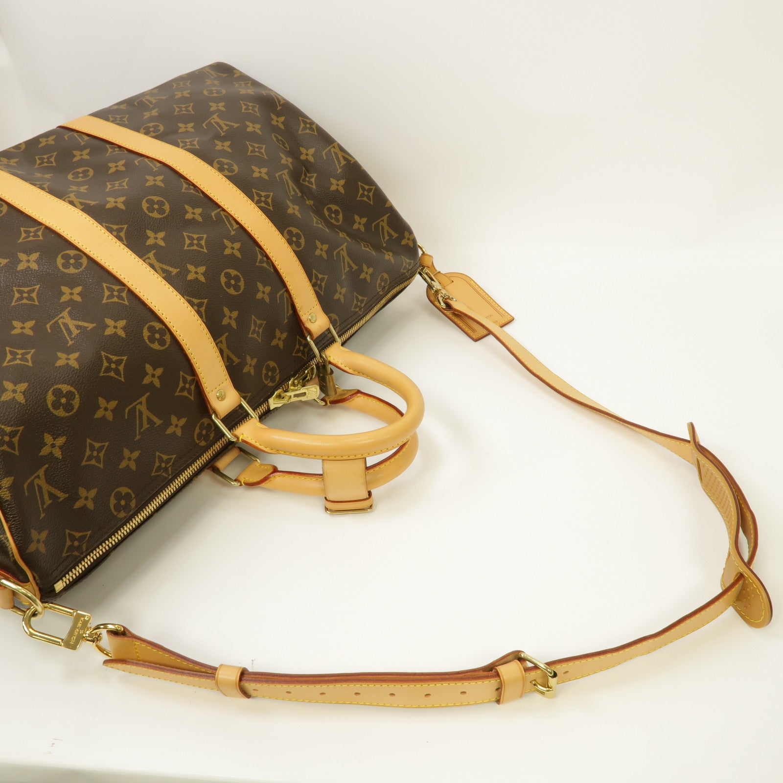 LOUIS VUITTON Monogram Keepall 45 Bandouliere金扣手挽肩背兩用袋啡色