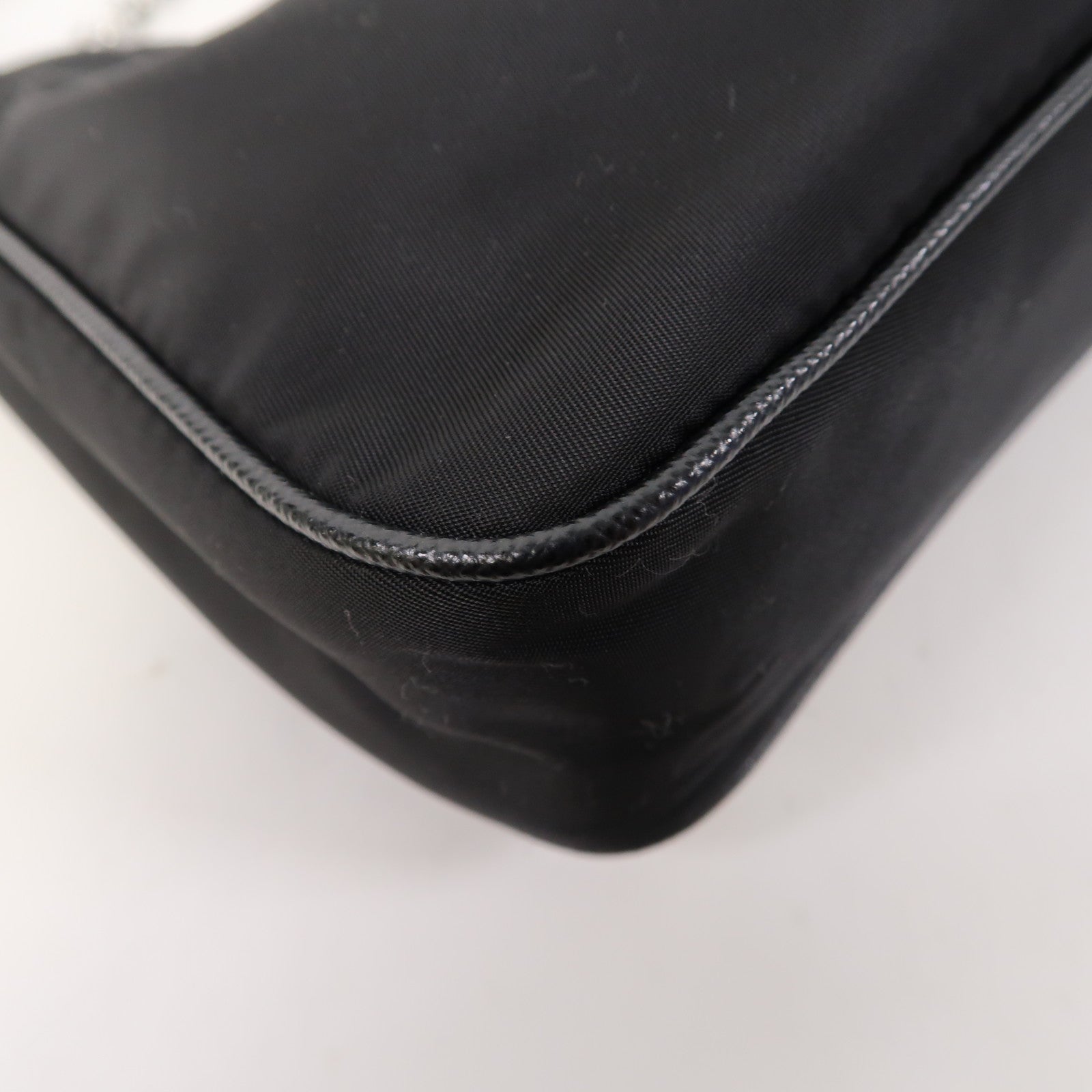 PRADA 尼龍Shoulder Bag銀扣手挽肩背兩用袋黑色