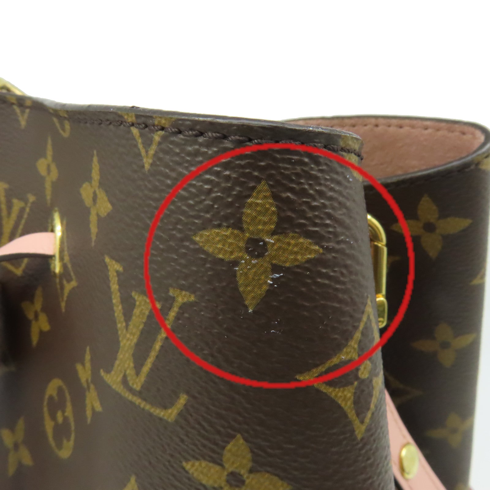 LOUIS VUITTON Monogram NeoNoe MM Shoulder Bag肩背袋啡色/粉紅色