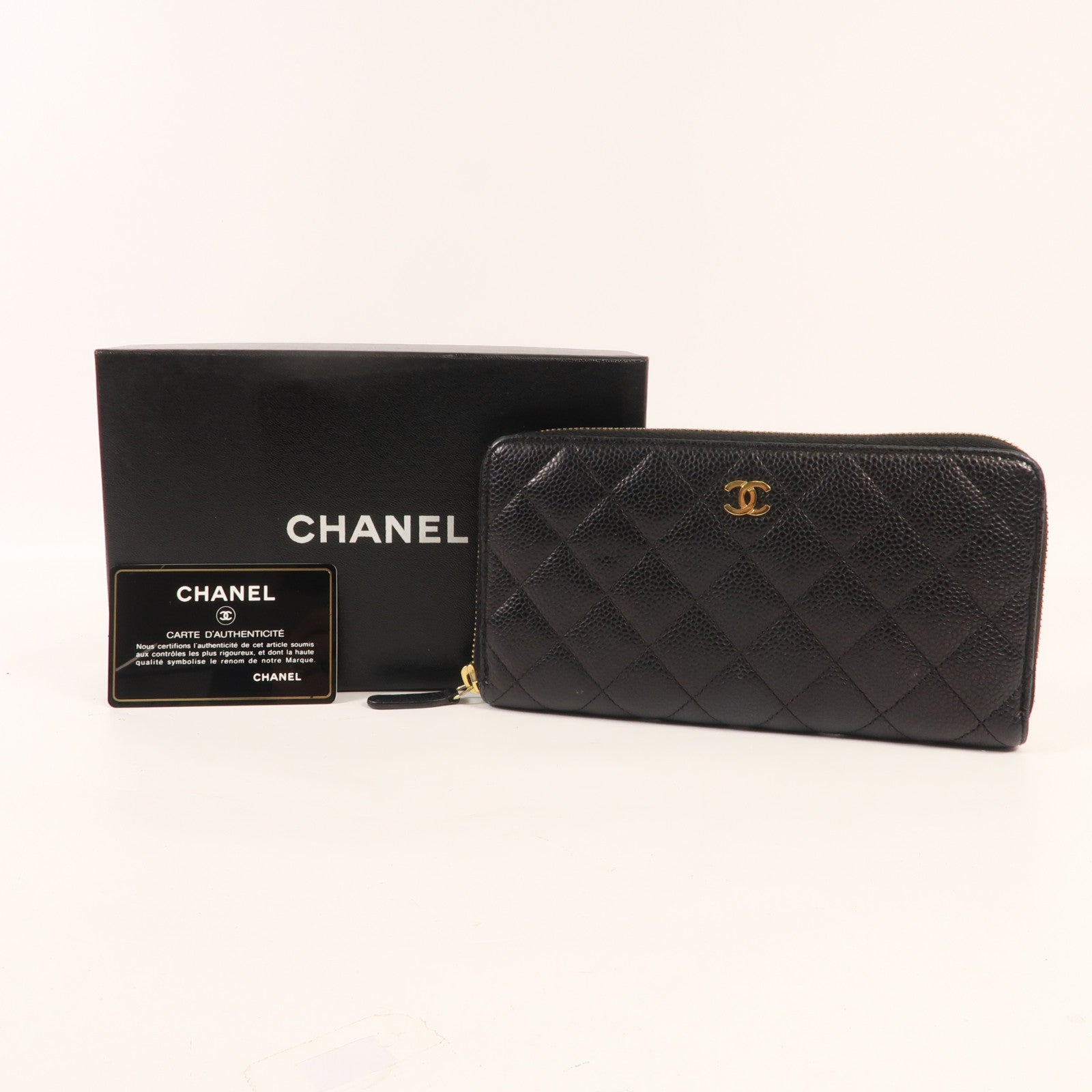 CHANEL 牛皮皮革Long Wallet金扣長錢包