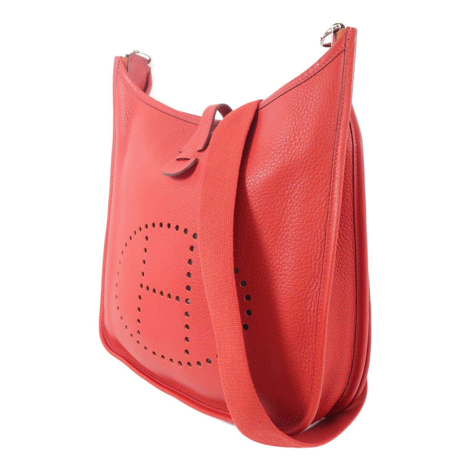 HERMES Clemence皮革Evelyne PM肩背袋Rouge Casaque