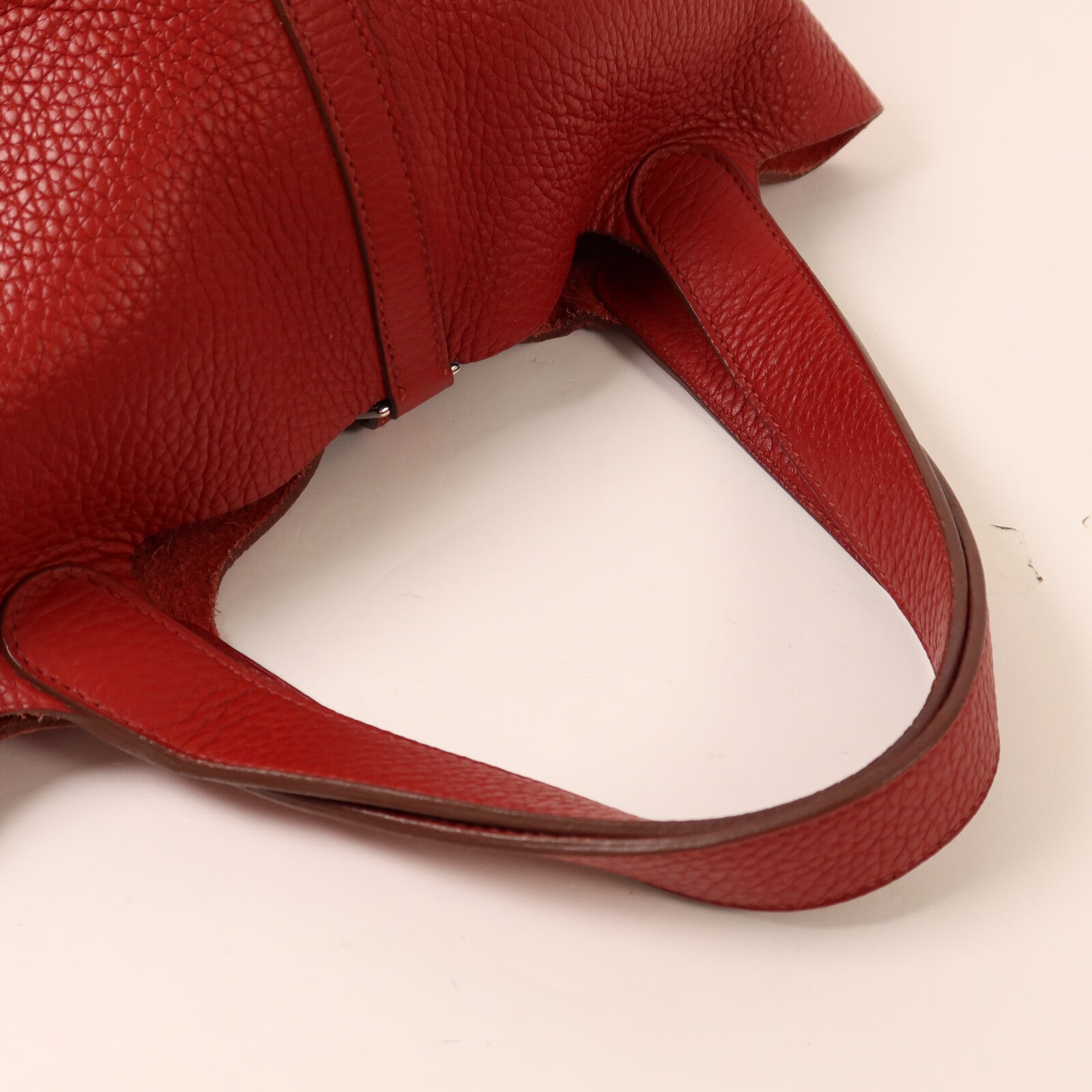 HERMES Clemence皮革Picotin MM扣手挽袋Rouge Garance