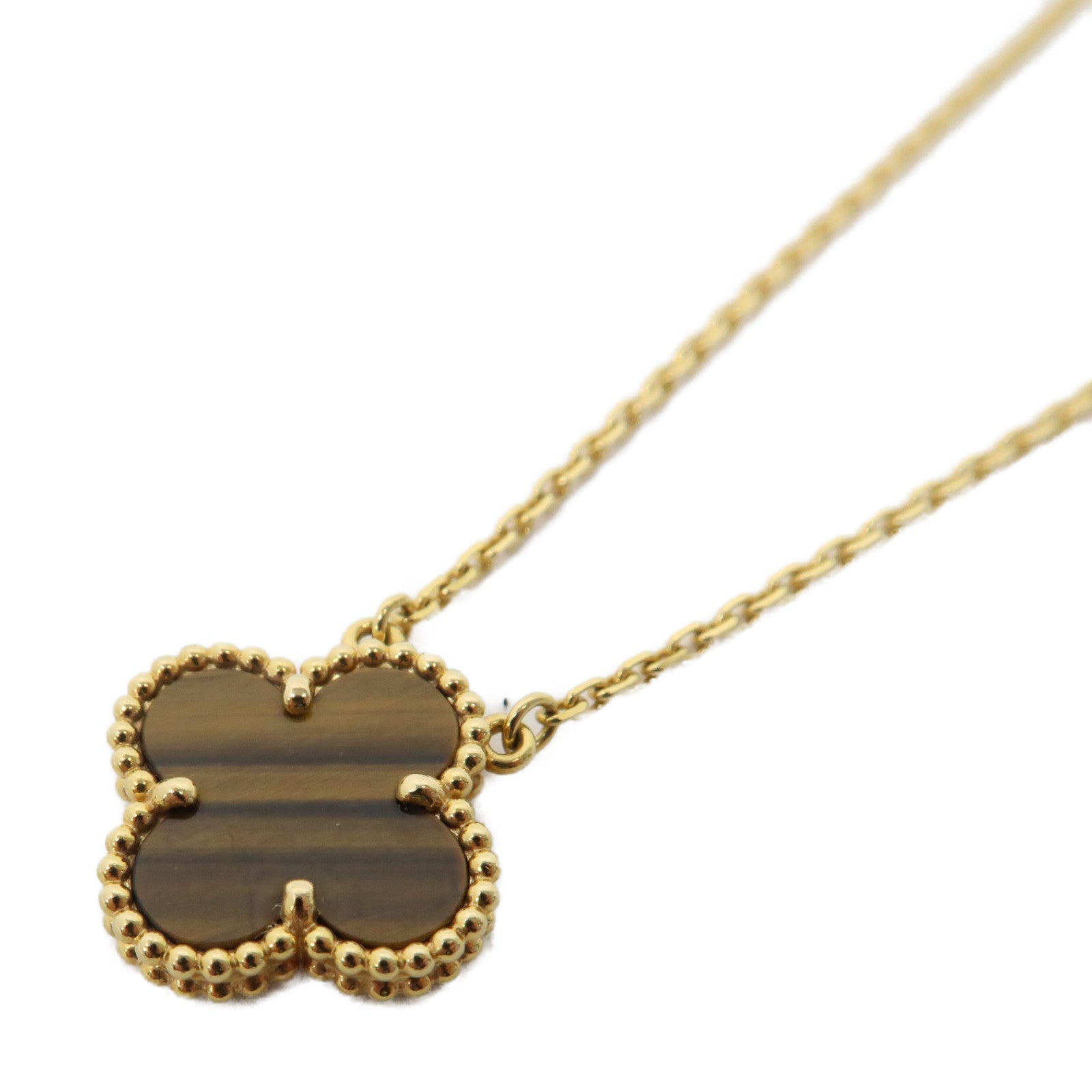 Van Cleef & Arpels 18K黃金/虎眼石Vintage Alhambra Pendant項鍊金色