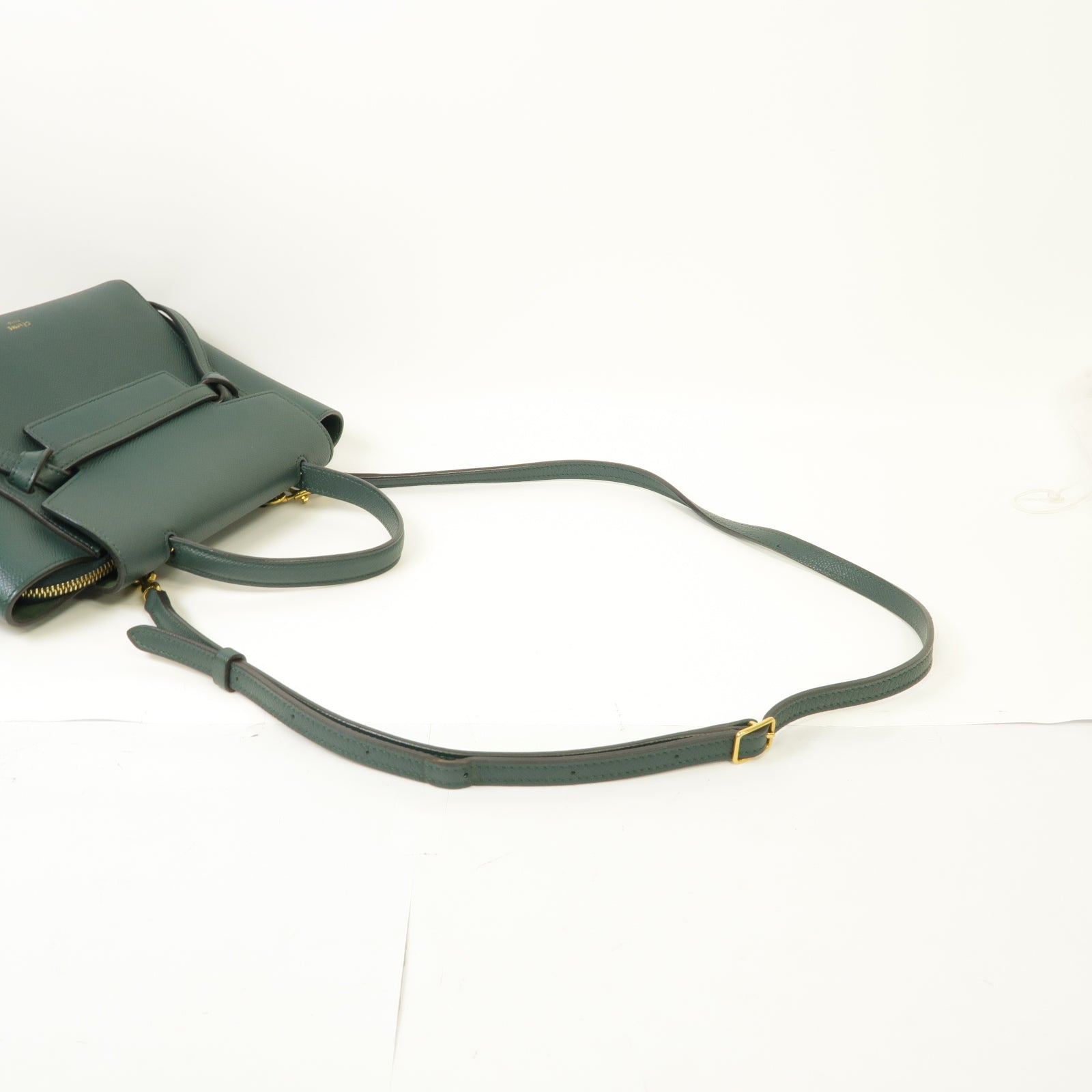 CELINE 牛皮皮革Nano Belt Bag金扣手挽肩背兩用袋綠色