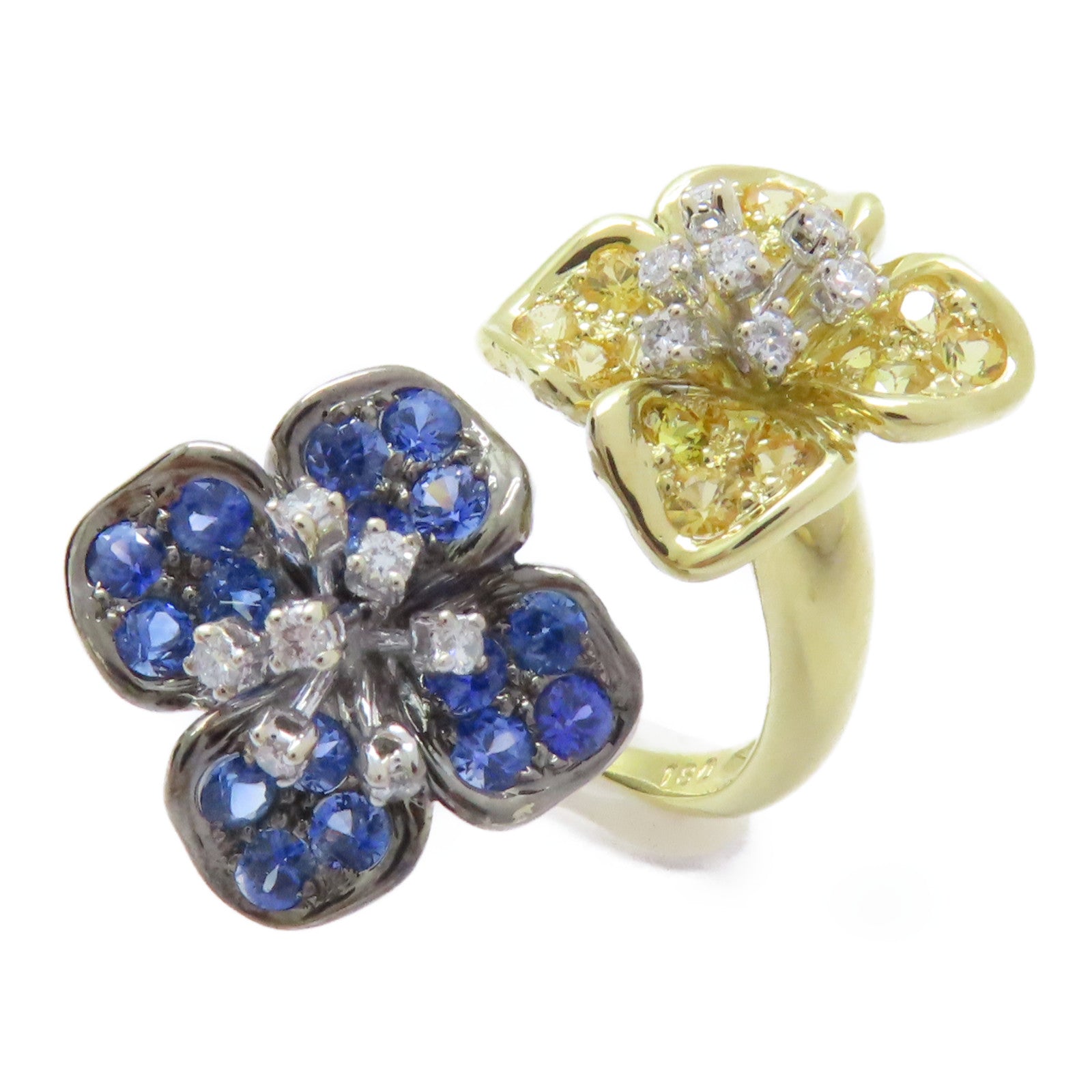 JEWELRY 【激減優惠】18K黃金/18K白金/1.8ct藍寶石/0.18ct鑽石Sapphire Ring戒指US#4.5