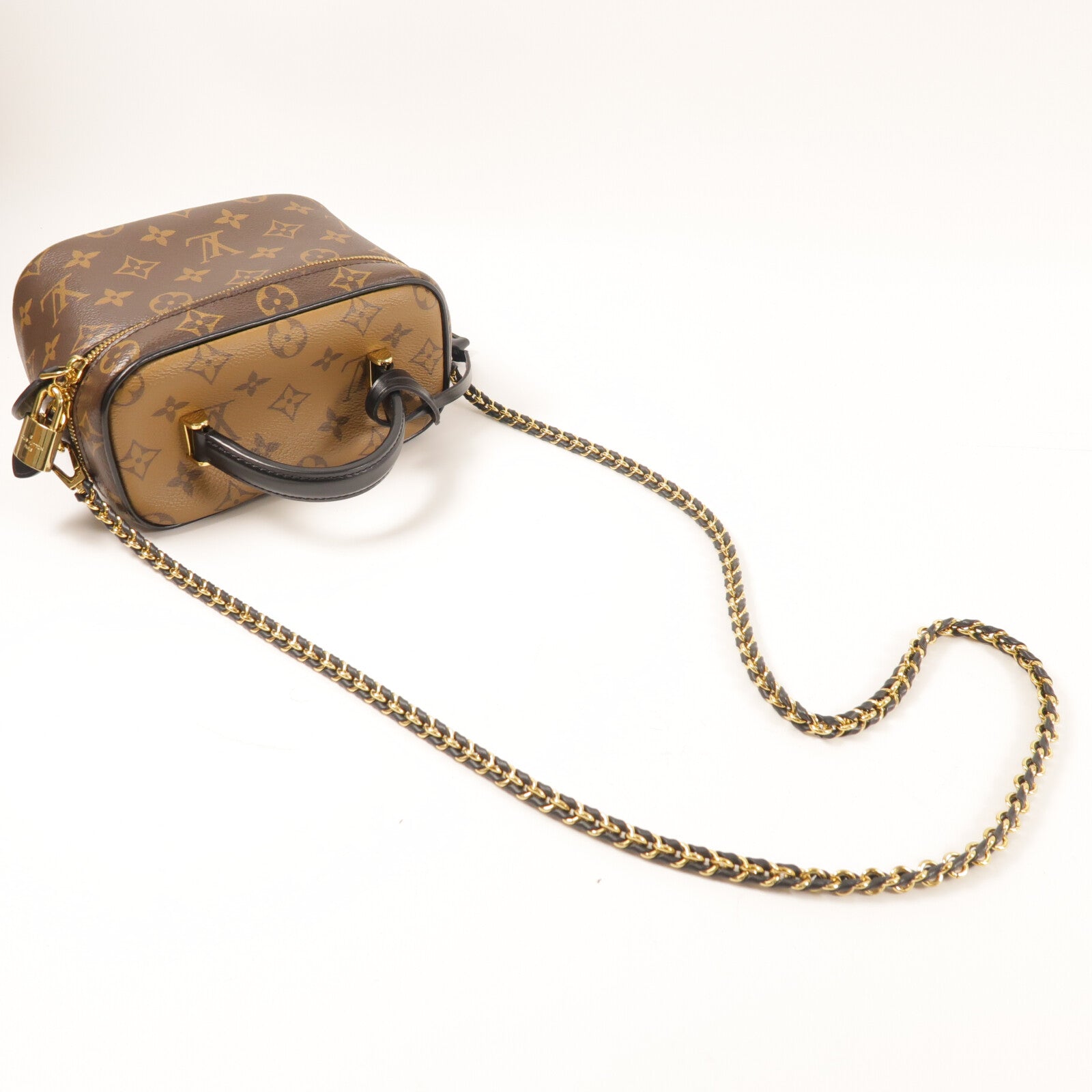 LOUIS VUITTON Monogram Reverse Vanity PM金扣鏈帶手挽肩背兩用袋