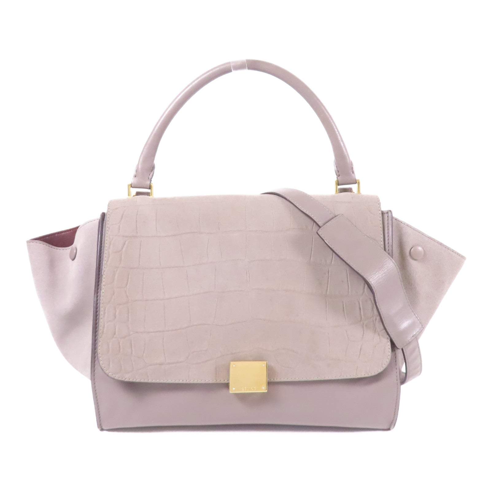 CELINE 牛皮皮革/麂皮皮革Trapeze金扣手挽肩背兩用袋