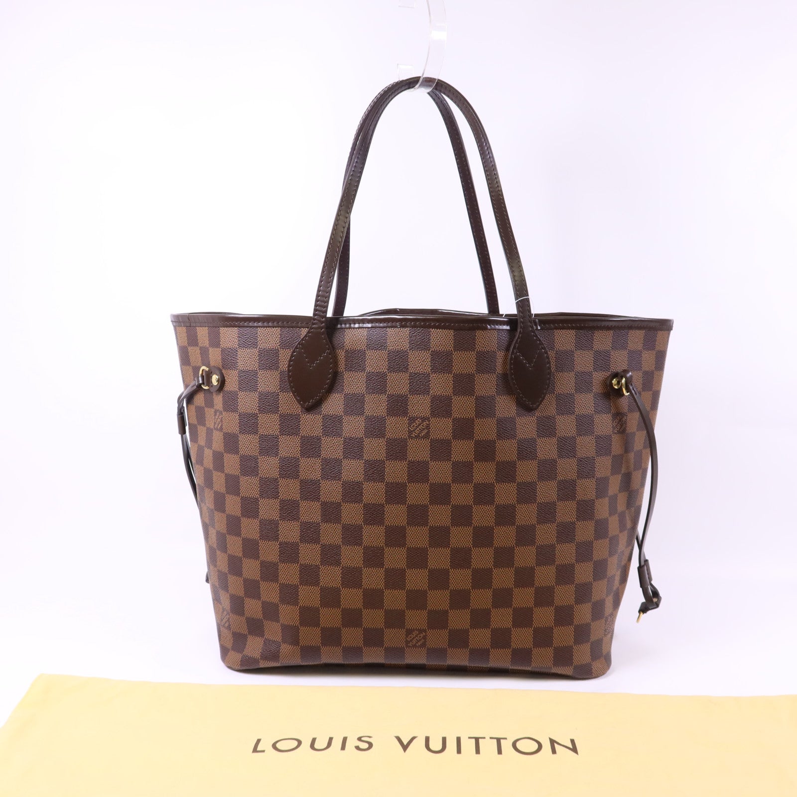 LOUIS VUITTON Damier Neverfull MM金扣手挽袋/肩背袋