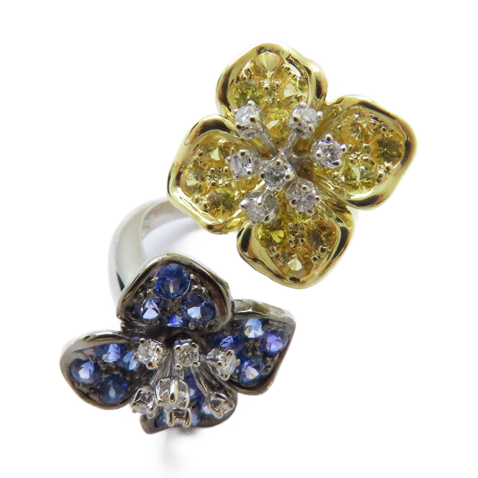 JEWELRY 【激減優惠】18K黃金/18K白金/1.8ct藍寶石/0.18ct鑽石Sapphire Ring戒指US#4.5