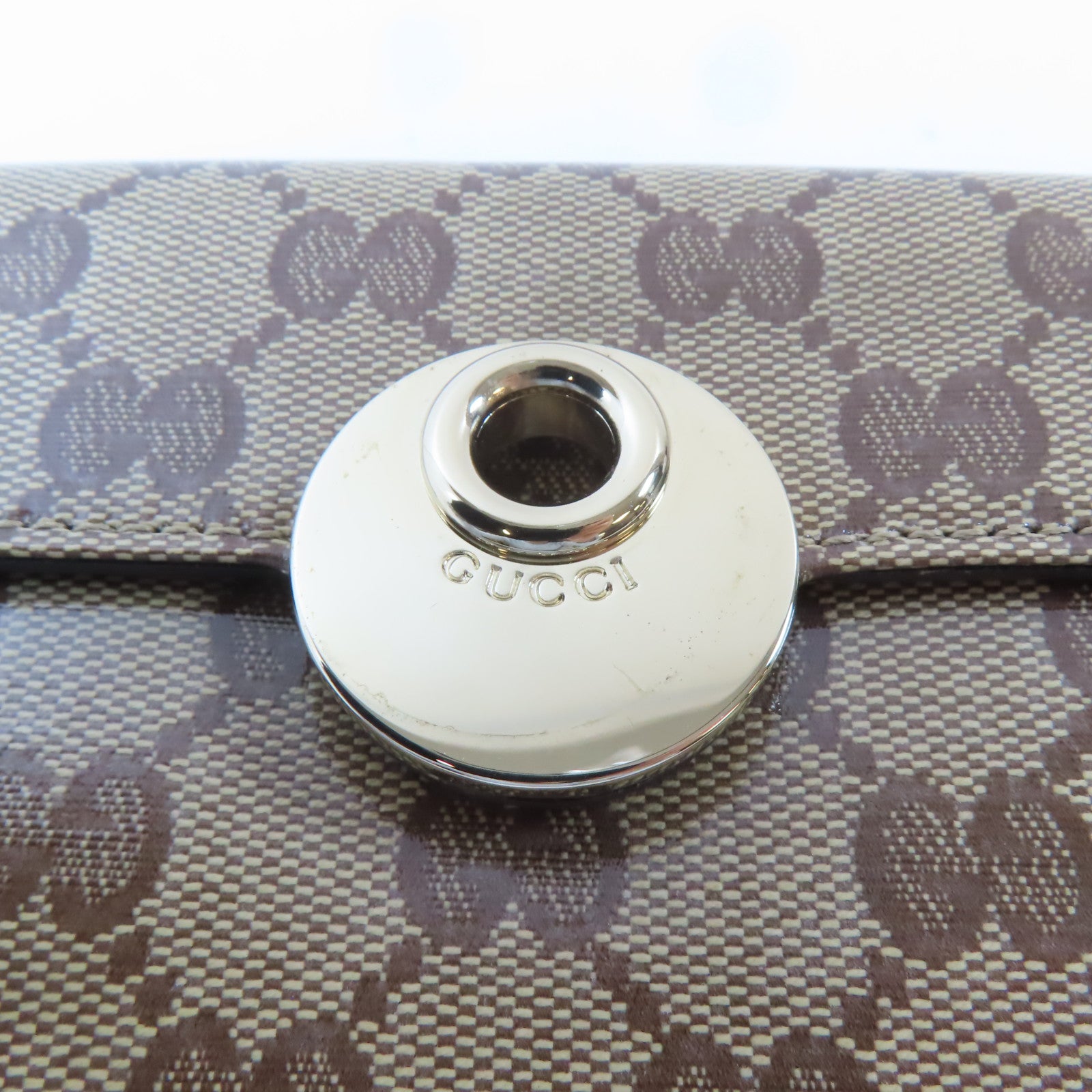 GUCCI 塗層帆布Long Wallet金扣長錢包啡色