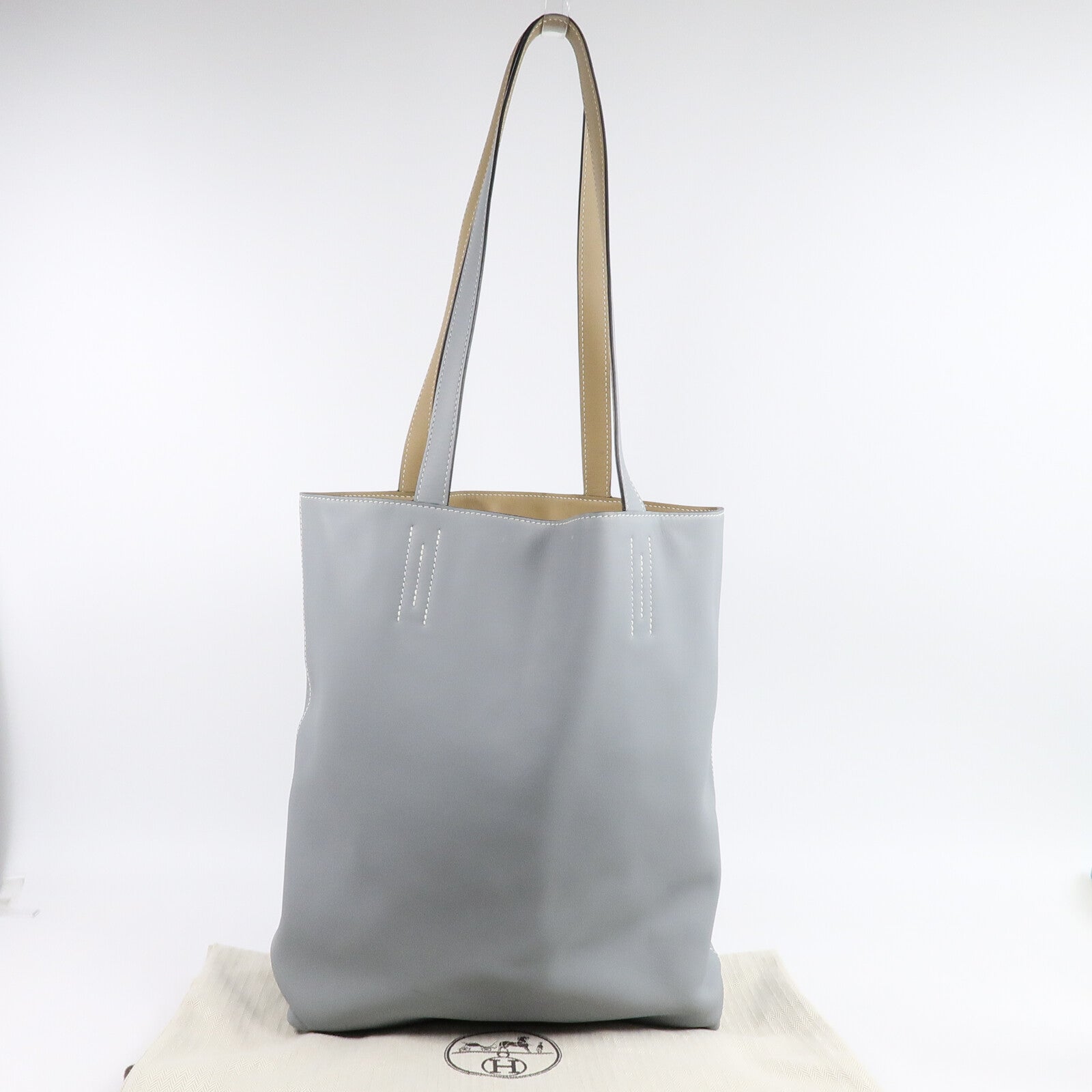 HERMES Swift皮革Double Sens 28肩背袋/手挽袋Gris Pantin/Poussier