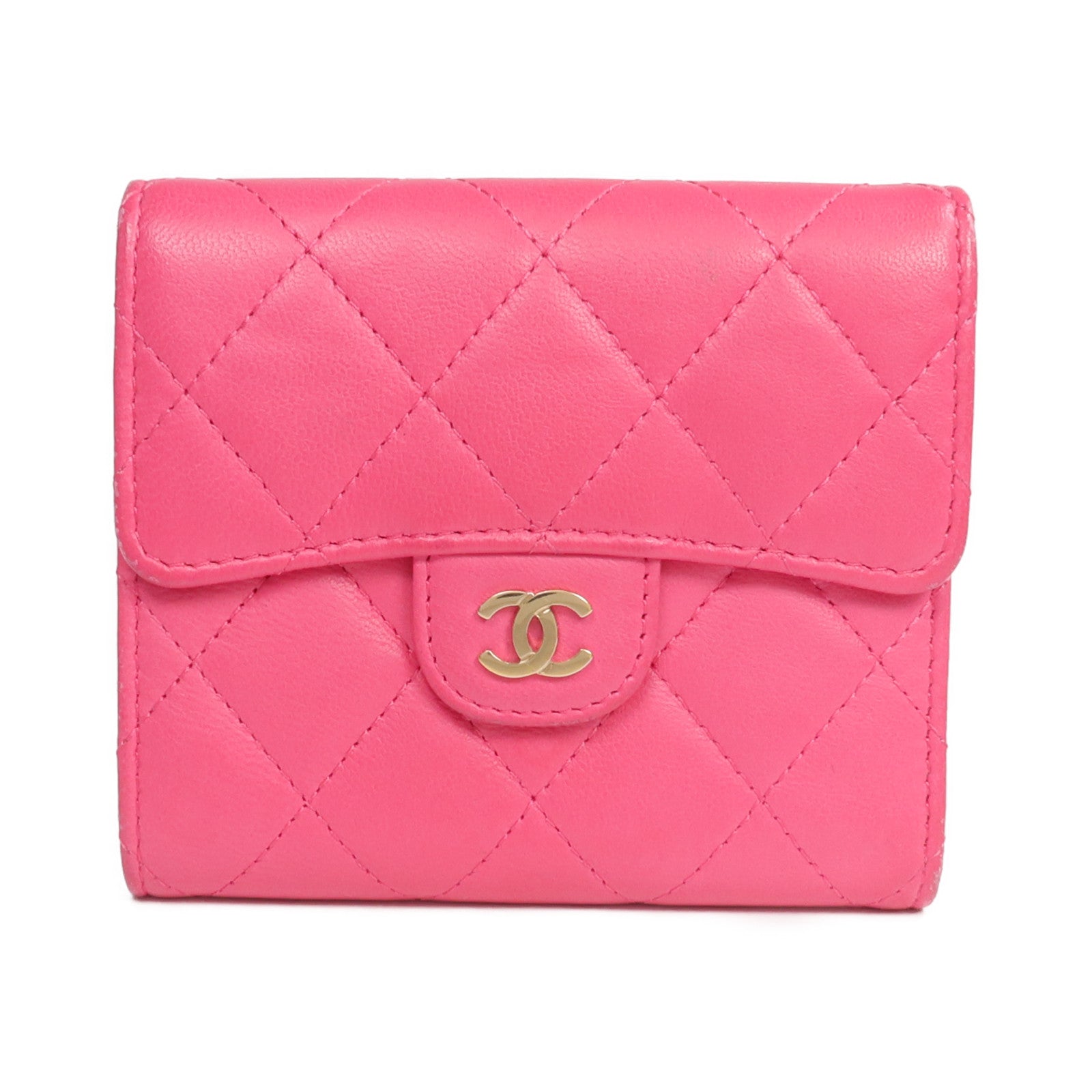 CHANEL 羊皮皮革Wallet金扣錢包
