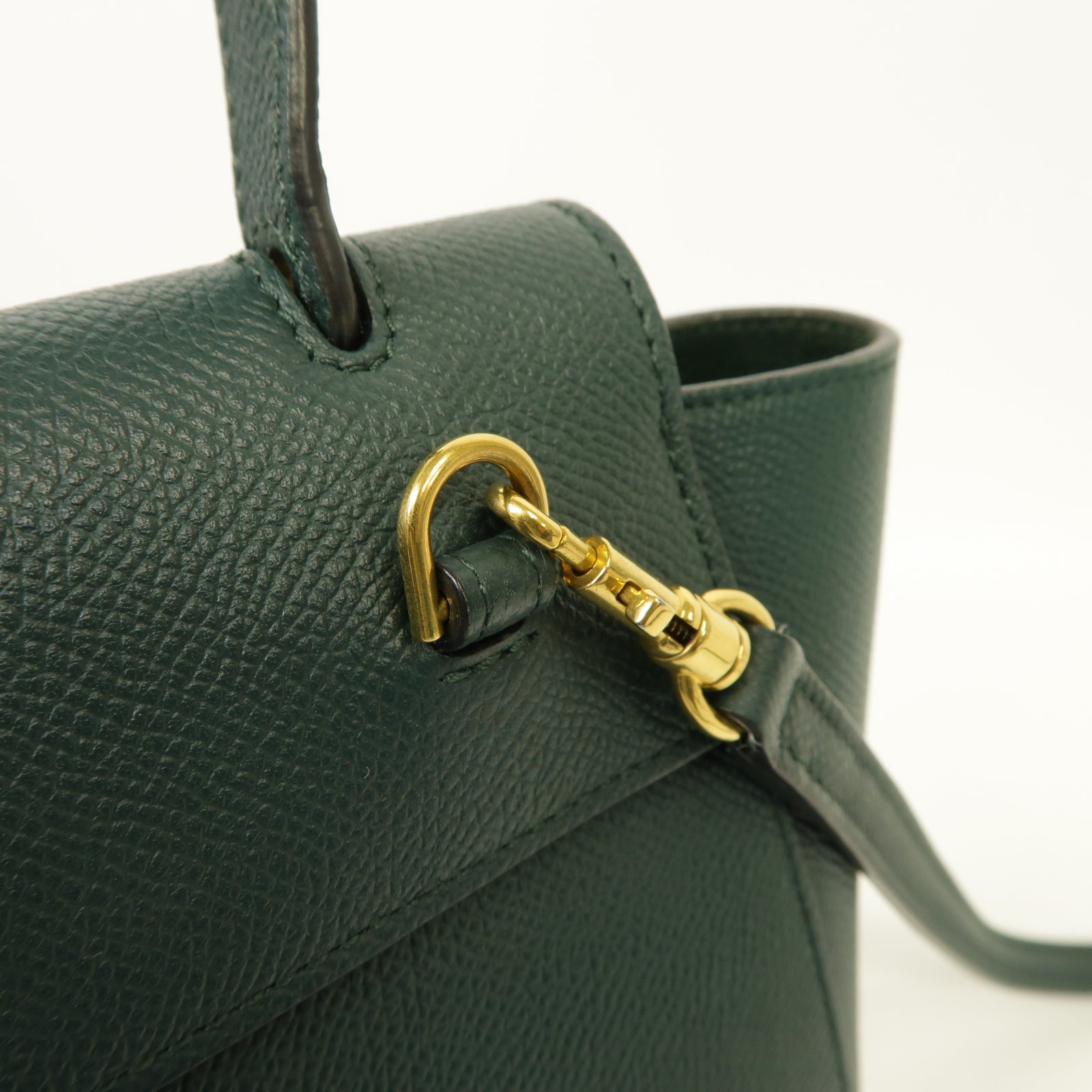 CELINE 牛皮皮革Nano Belt Bag金扣手挽肩背兩用袋綠色