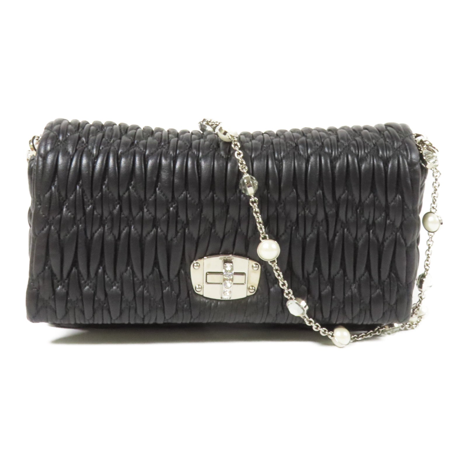Miu Miu 皮革Shoulder Bag銀扣肩背袋