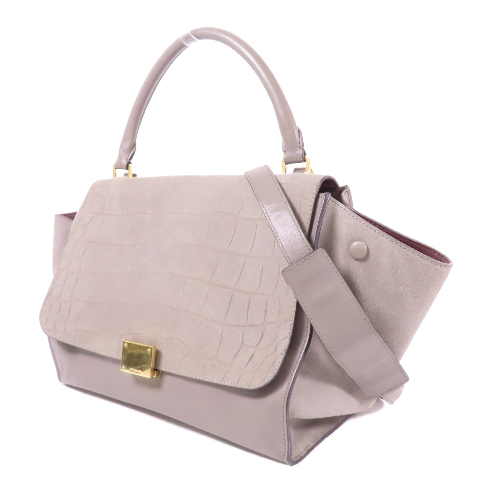 CELINE 牛皮皮革/麂皮皮革Trapeze金扣手挽肩背兩用袋