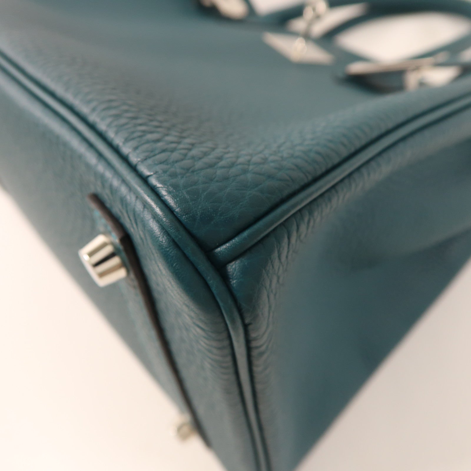 HERMES Togo皮革Birkin 30銀扣手挽袋Vert Bosphore