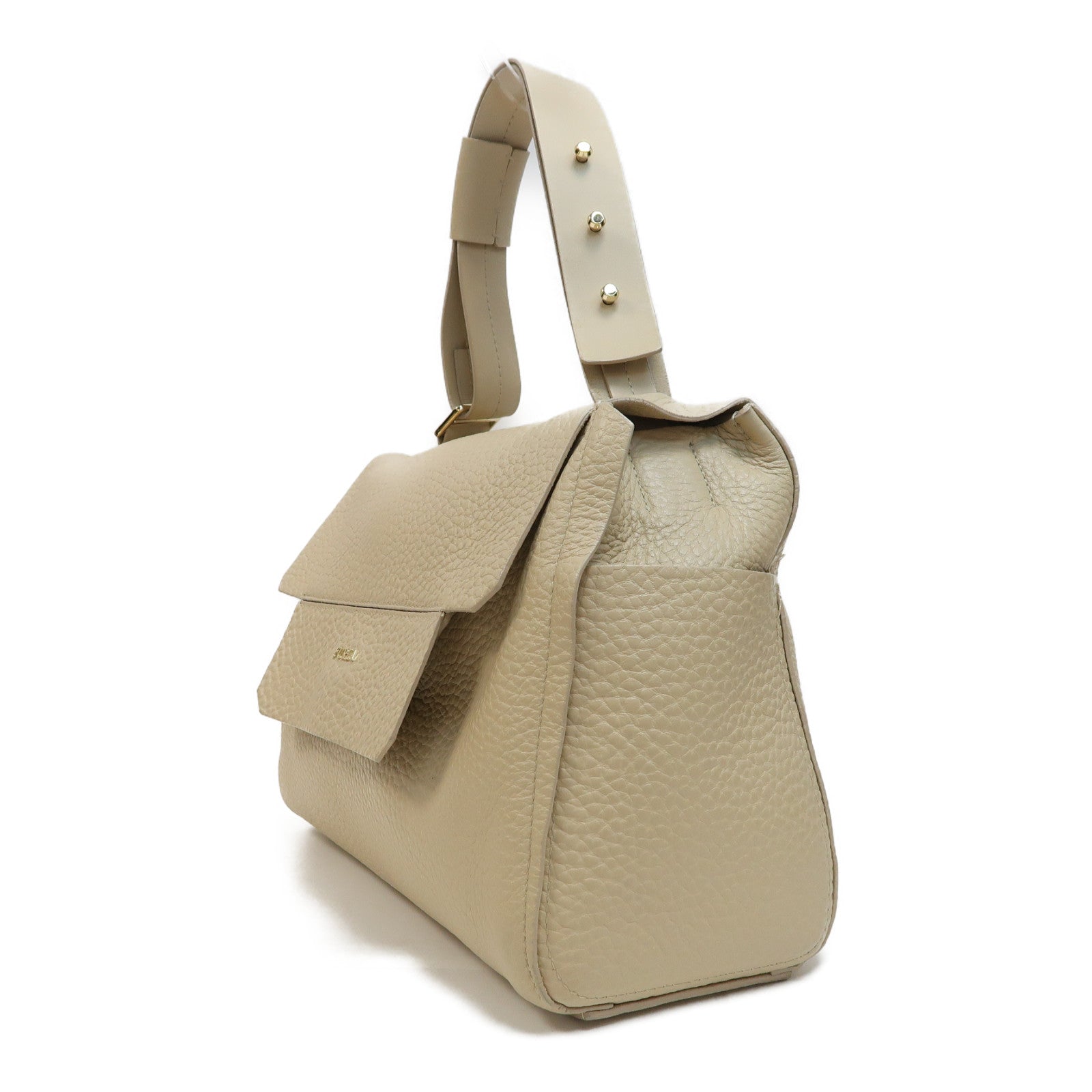 Furla 牛皮皮革Capriccio Medium金扣肩背袋米色