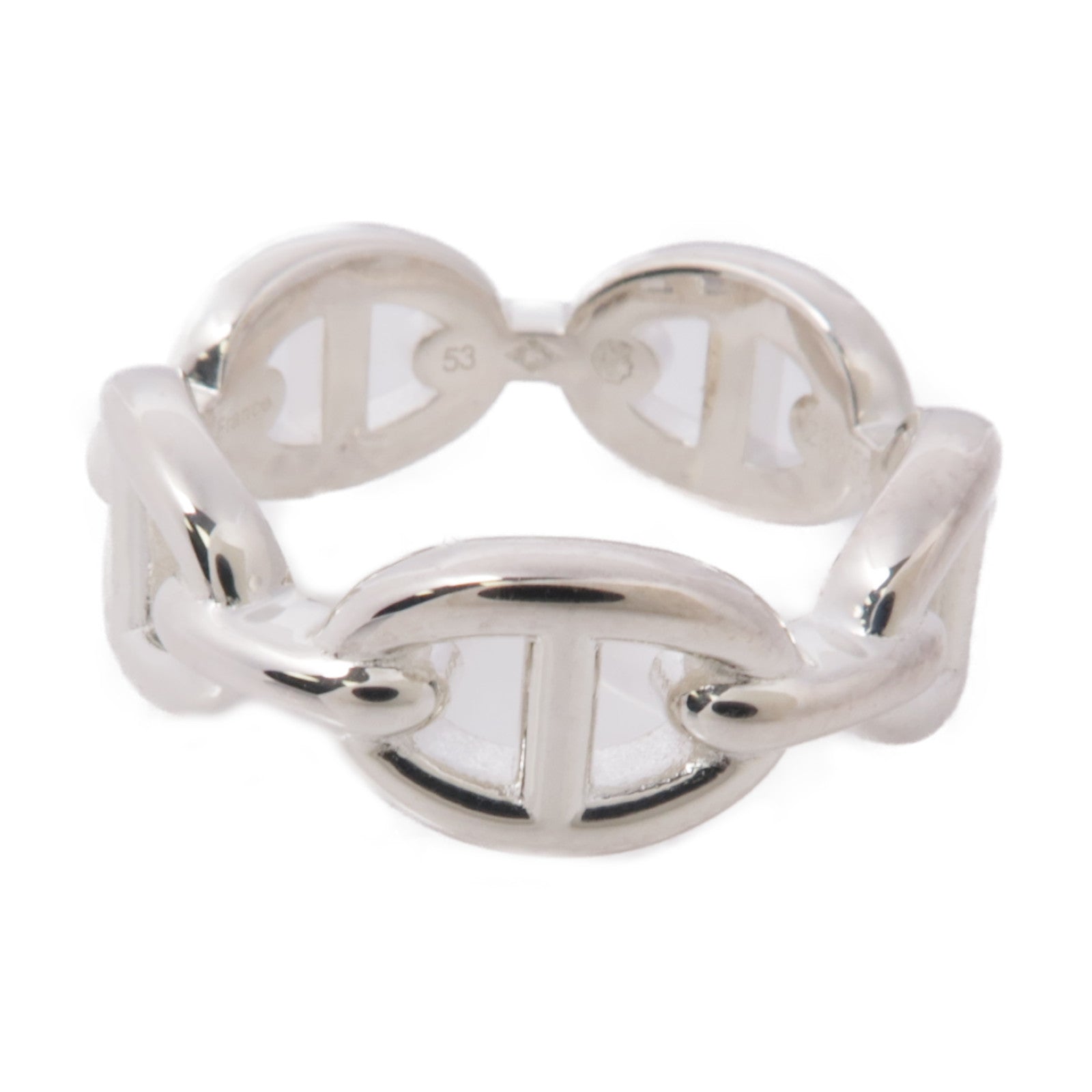 HERMES 925純銀Chaine d'ancre Enchainee Ring戒指US#6.25