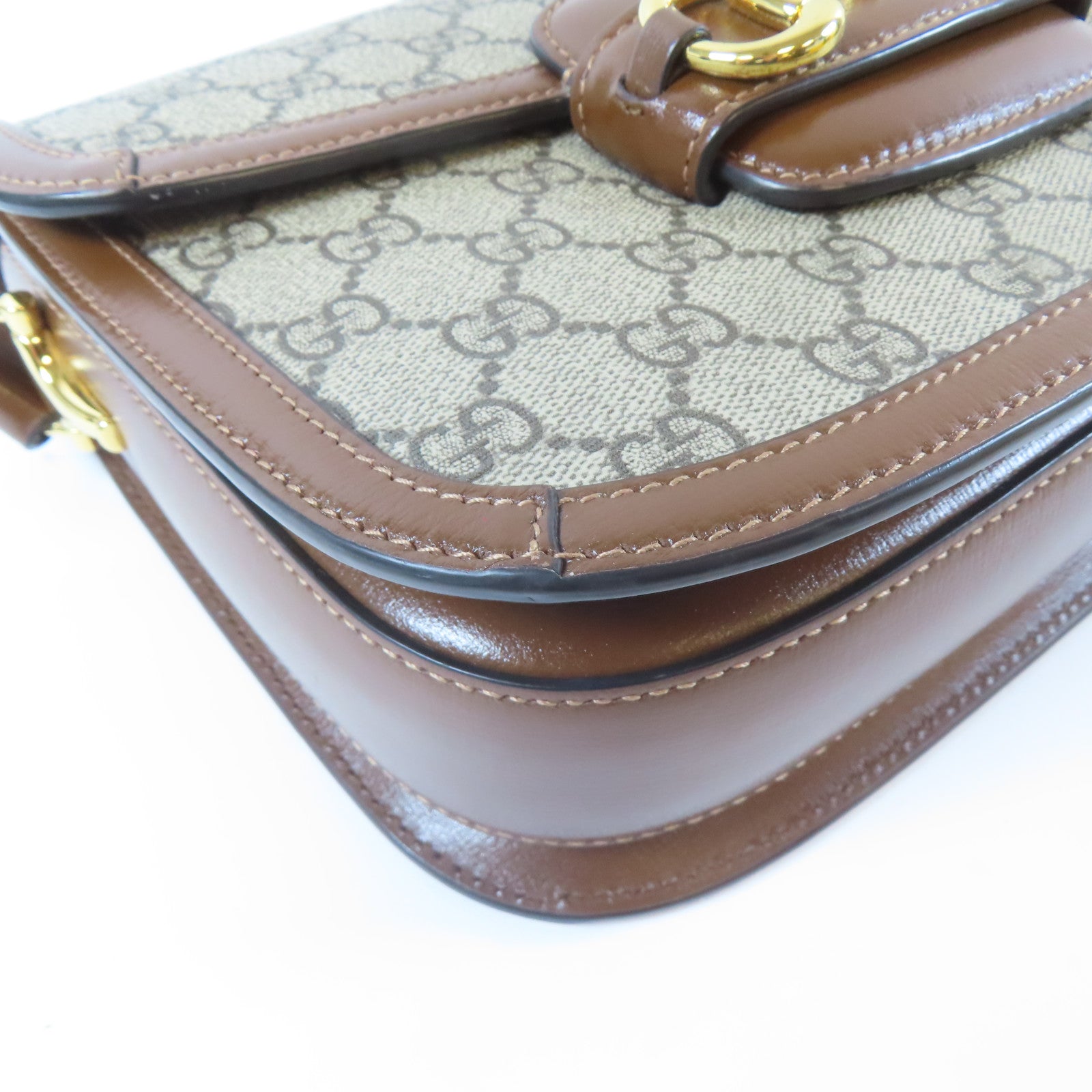 GUCCI 牛皮皮革Shoulder Bag金扣肩背袋啡色