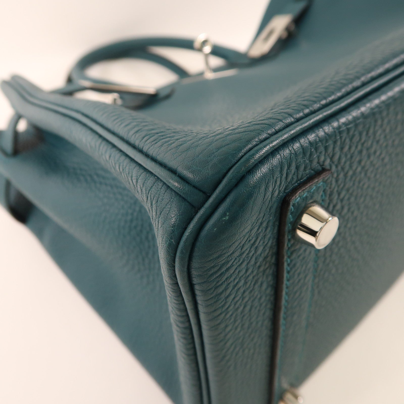 HERMES Togo皮革Birkin 30銀扣手挽袋Vert Bosphore