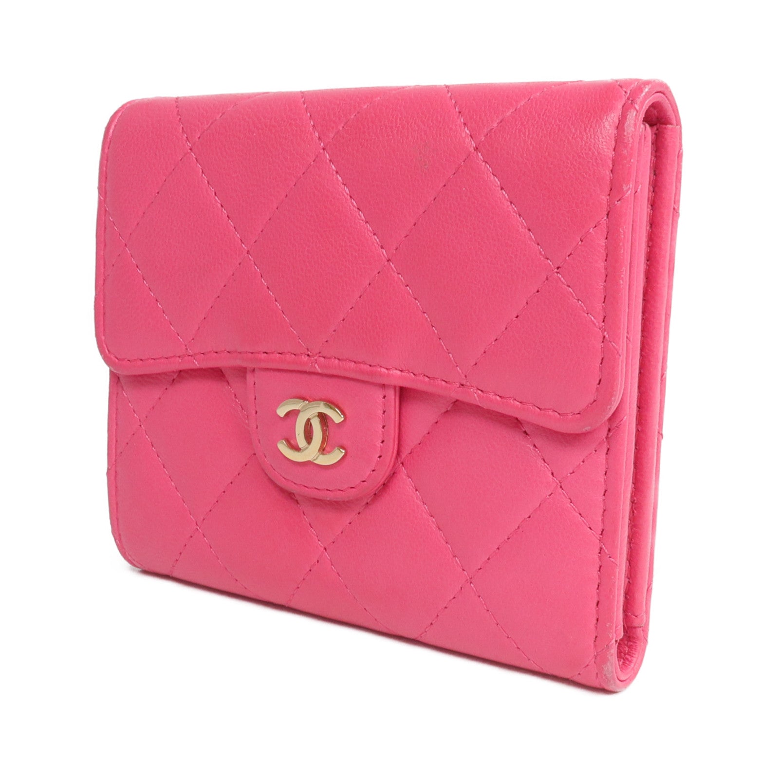 CHANEL 羊皮皮革Wallet金扣錢包