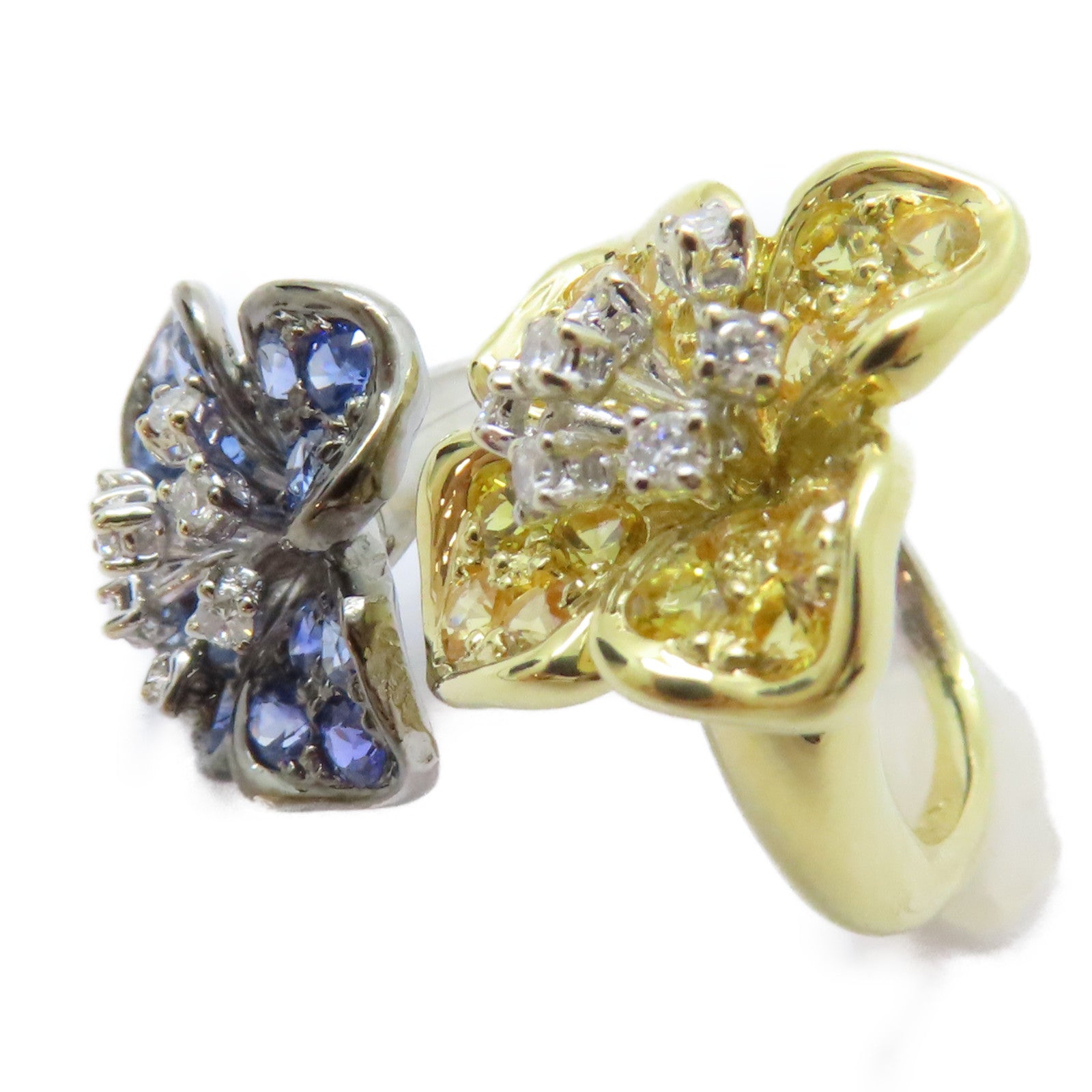 JEWELRY 【激減優惠】18K黃金/18K白金/1.8ct藍寶石/0.18ct鑽石Sapphire Ring戒指US#4.5