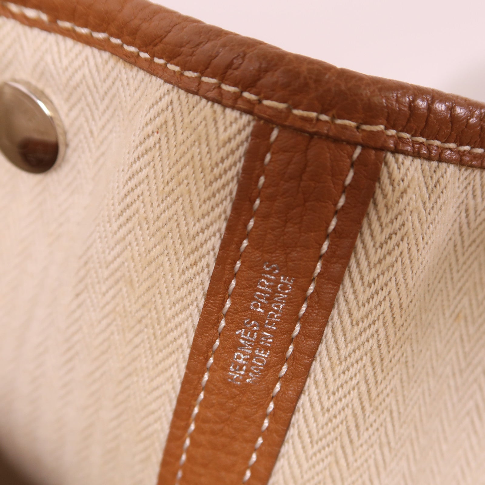 HERMES Negonda皮革Garden Party PM銀扣手挽袋Gold