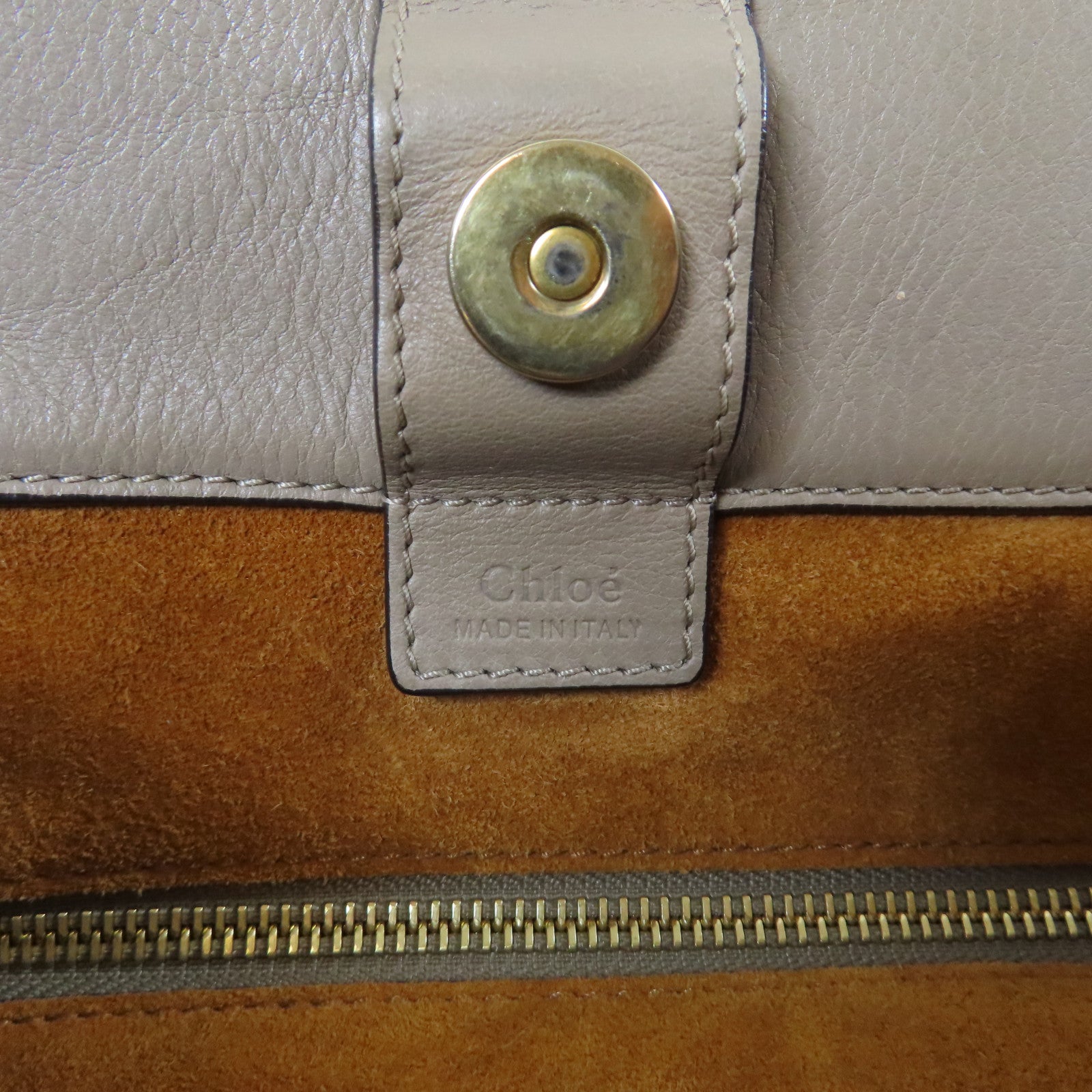 Chloe 【激減優惠】牛皮皮革Shoulder Bag金扣肩背袋米色/啡色