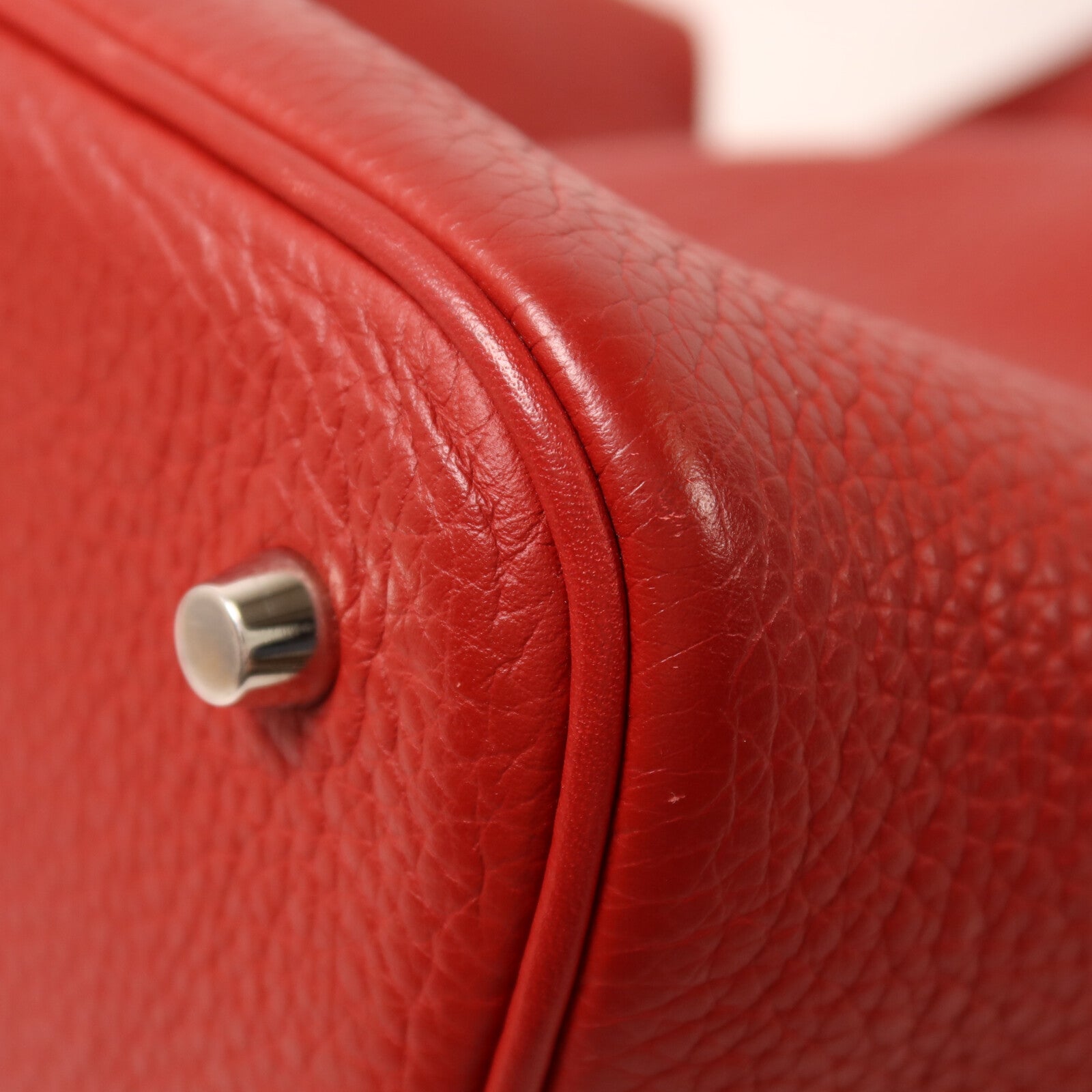 HERMES Clemence皮革Picotin MM扣手挽袋Rouge Garance