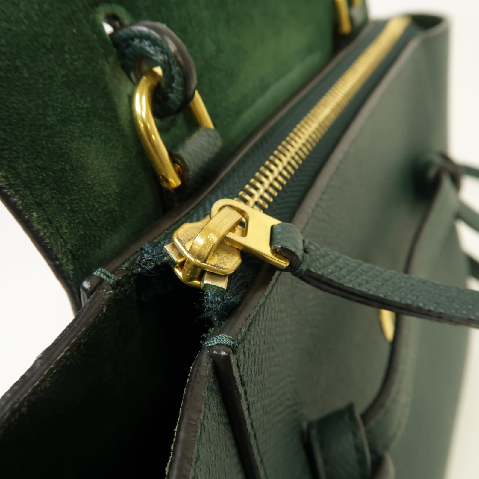 CELINE 牛皮皮革Nano Belt Bag金扣手挽肩背兩用袋綠色