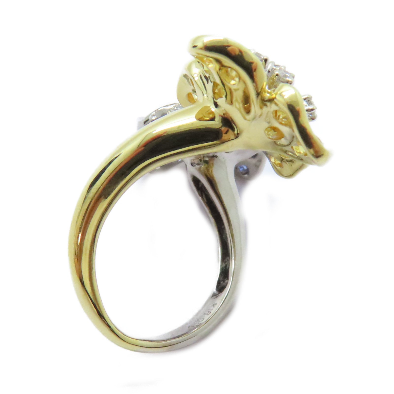 JEWELRY 【激減優惠】18K黃金/18K白金/1.8ct藍寶石/0.18ct鑽石Sapphire Ring戒指US#4.5
