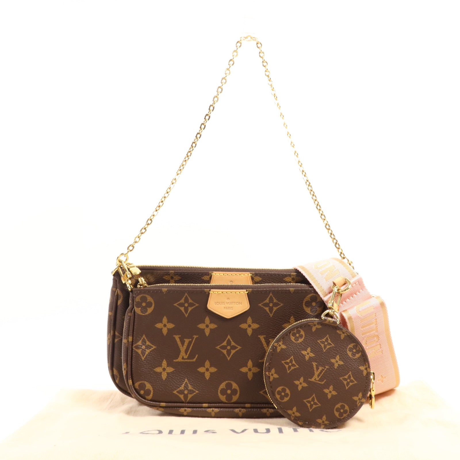 LOUIS VUITTON Monogram Multi Pochette Accessoires金扣手挽肩背兩用袋