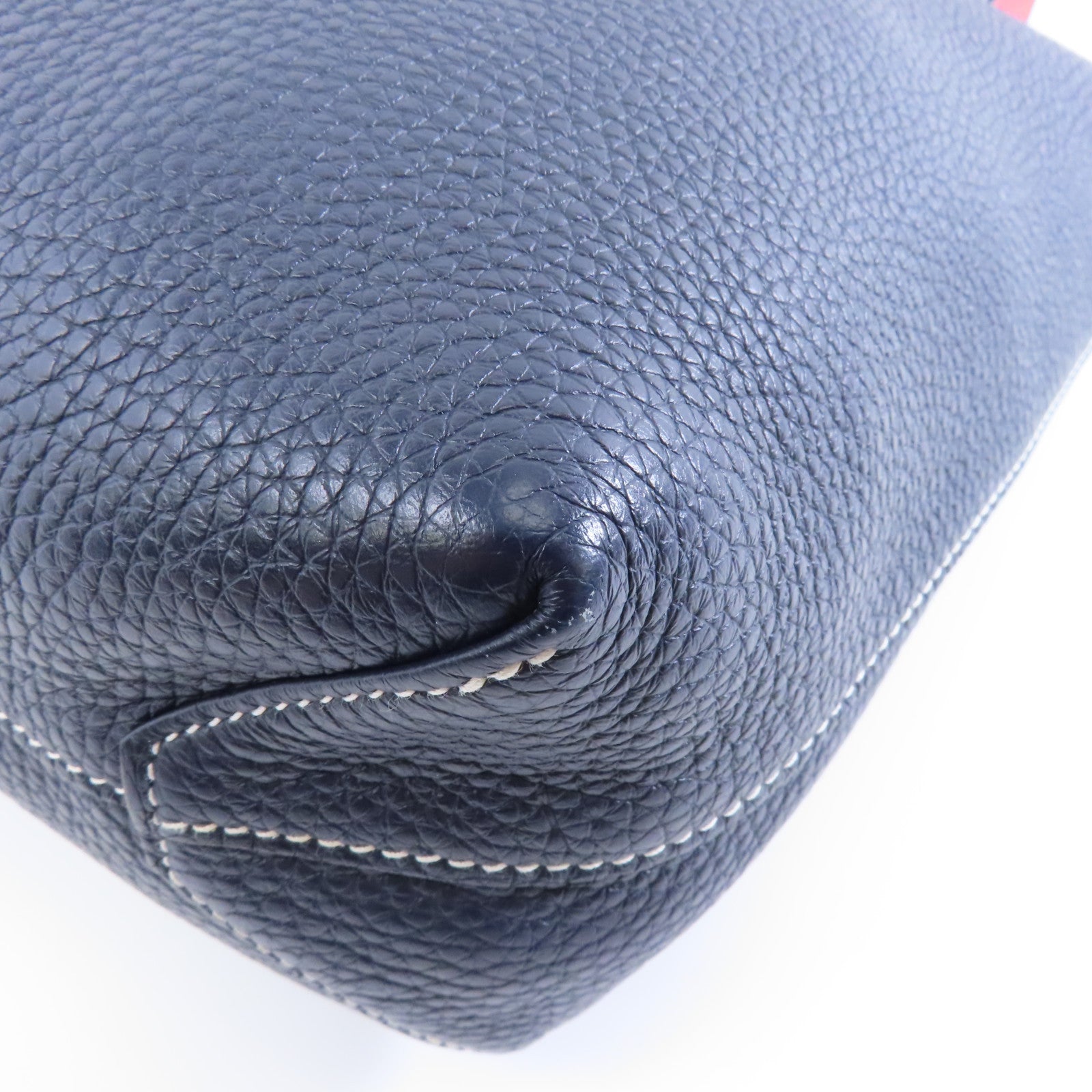 HERMES Clemence皮革Double Sans手挽袋Blue Nyui/Rose Azalee深藍色/粉紅色