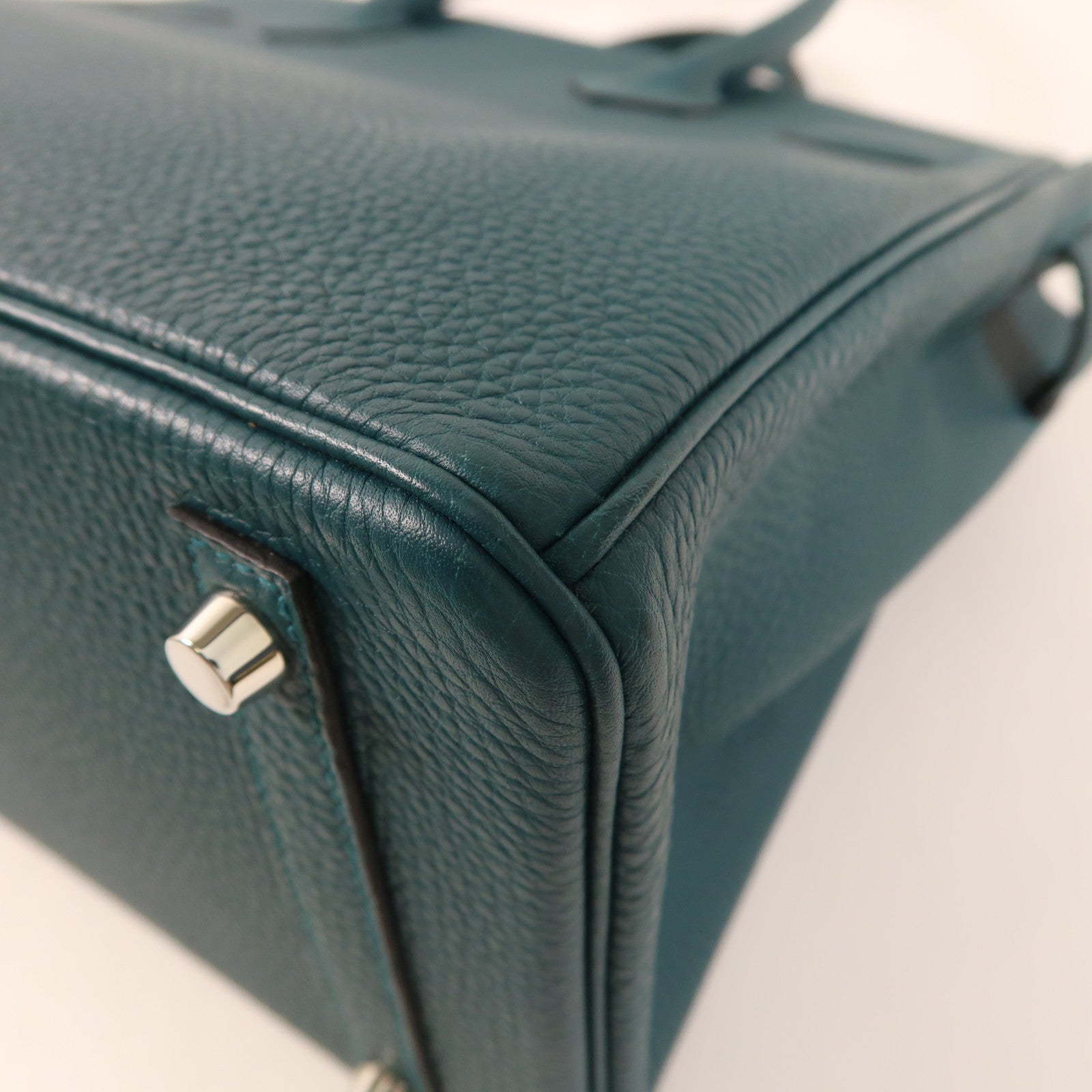 HERMES Togo皮革Birkin 30銀扣手挽袋Vert Bosphore