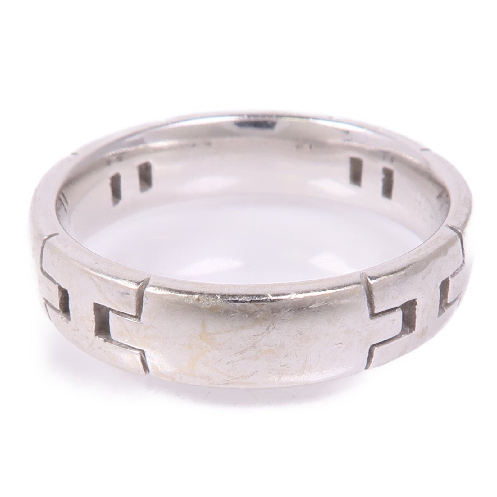HERMES H Ring 18K White Gold US#8.75