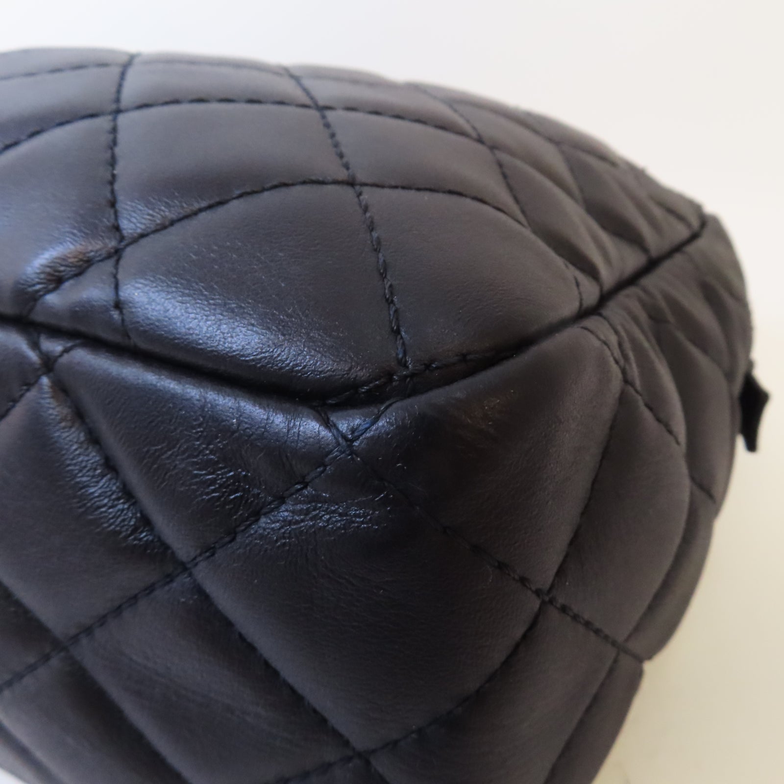 CHANEL 菱格牛皮皮革Shoulder Bag銀扣肩背袋深藍色