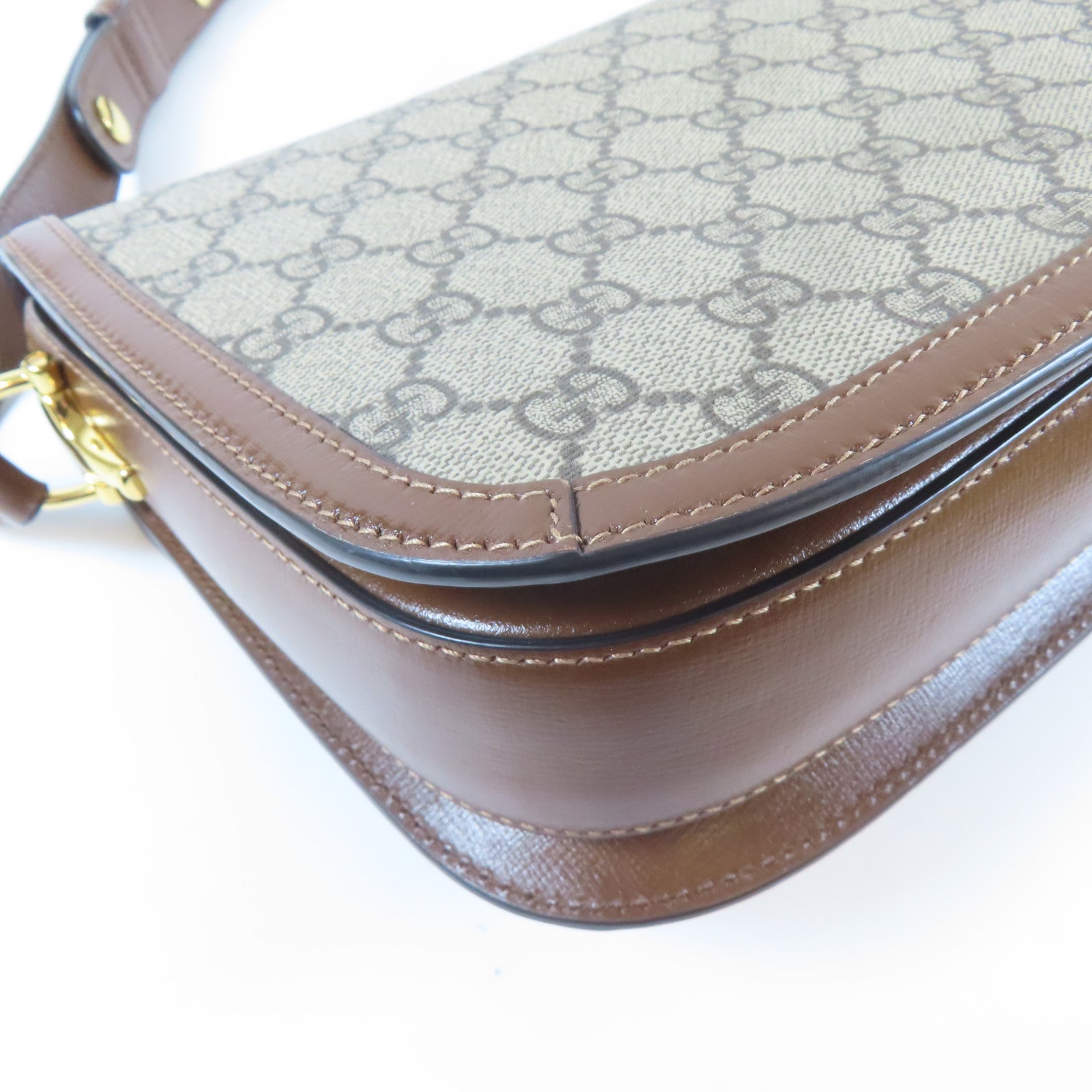 GUCCI 牛皮皮革Shoulder Bag金扣肩背袋啡色