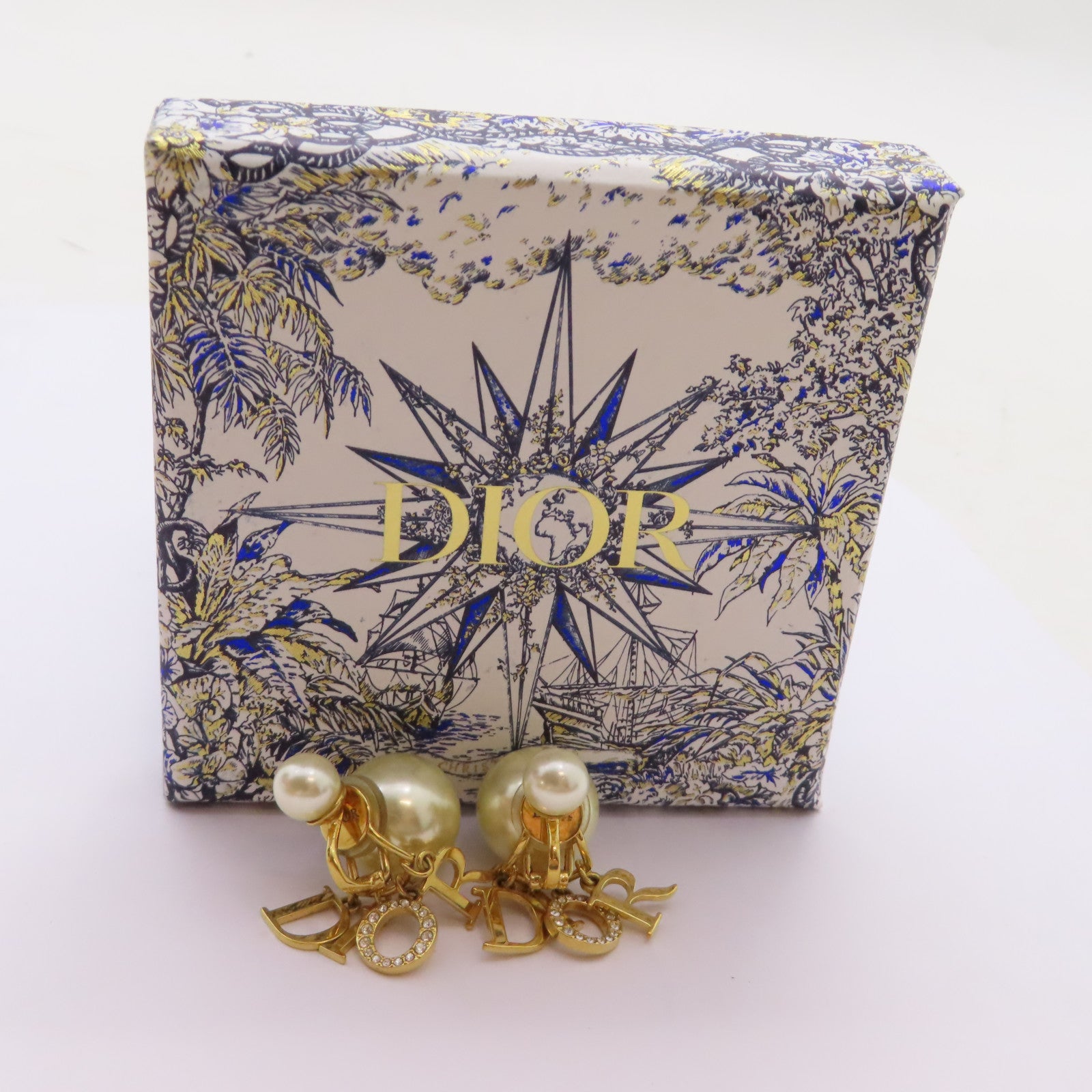 Dior 金屬Earrings耳環白色/金色