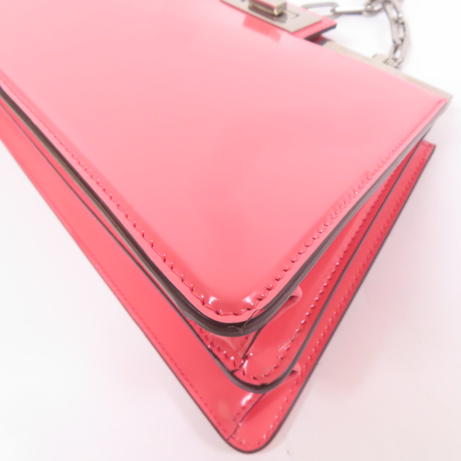FENDI SHW Peekaboo Cut Shoulder Bag Leather Pink