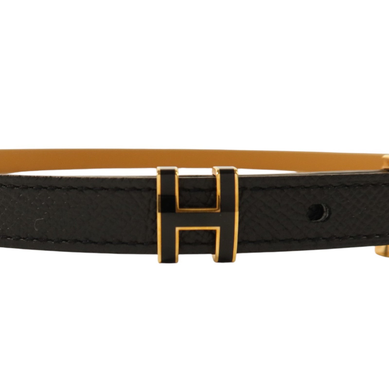 HERMES Epsom皮革POP H Belt金扣皮帶Noir