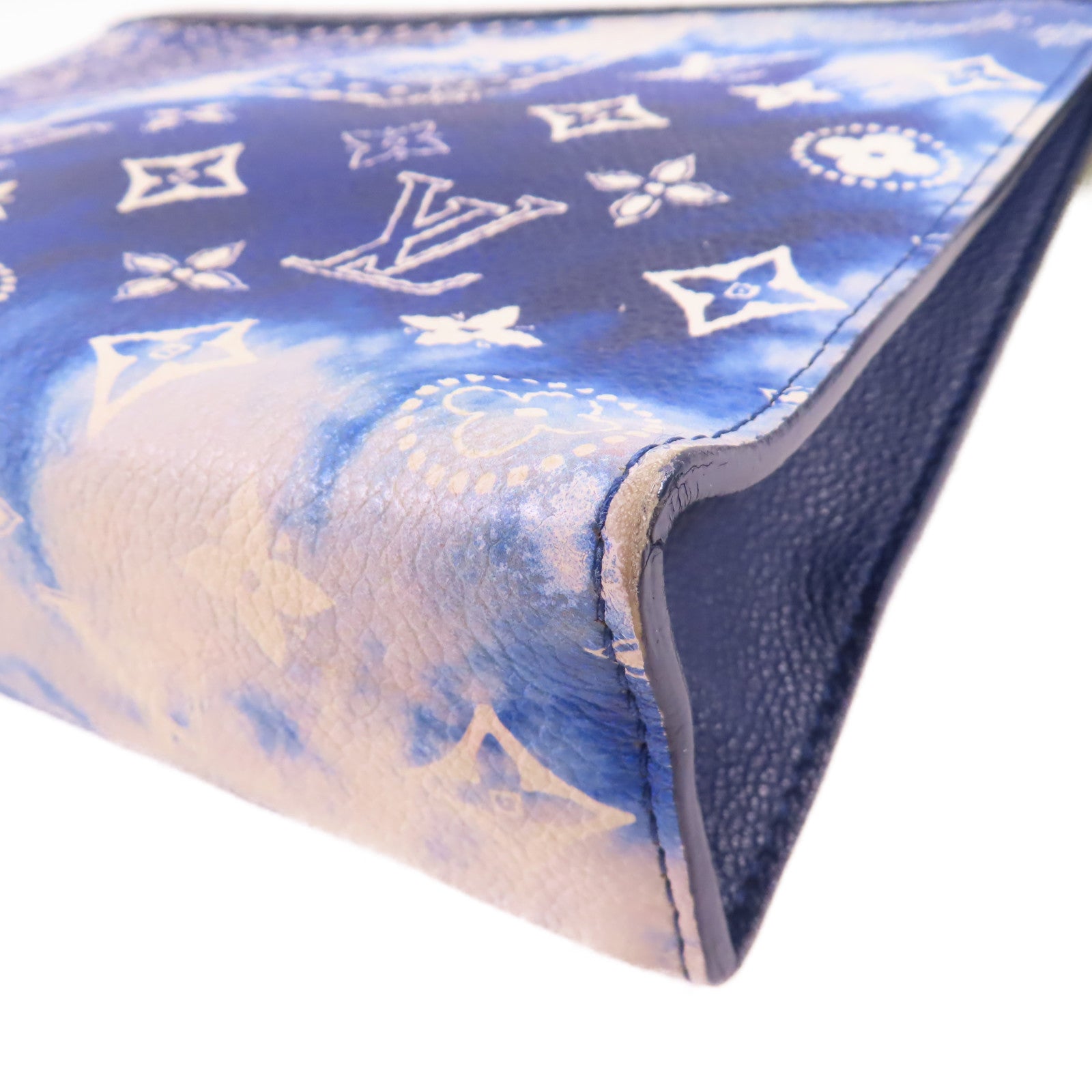 LOUIS VUITTON Monogram-on-bandana Pochette Voyage MM Pouch銀扣手拿包藍色