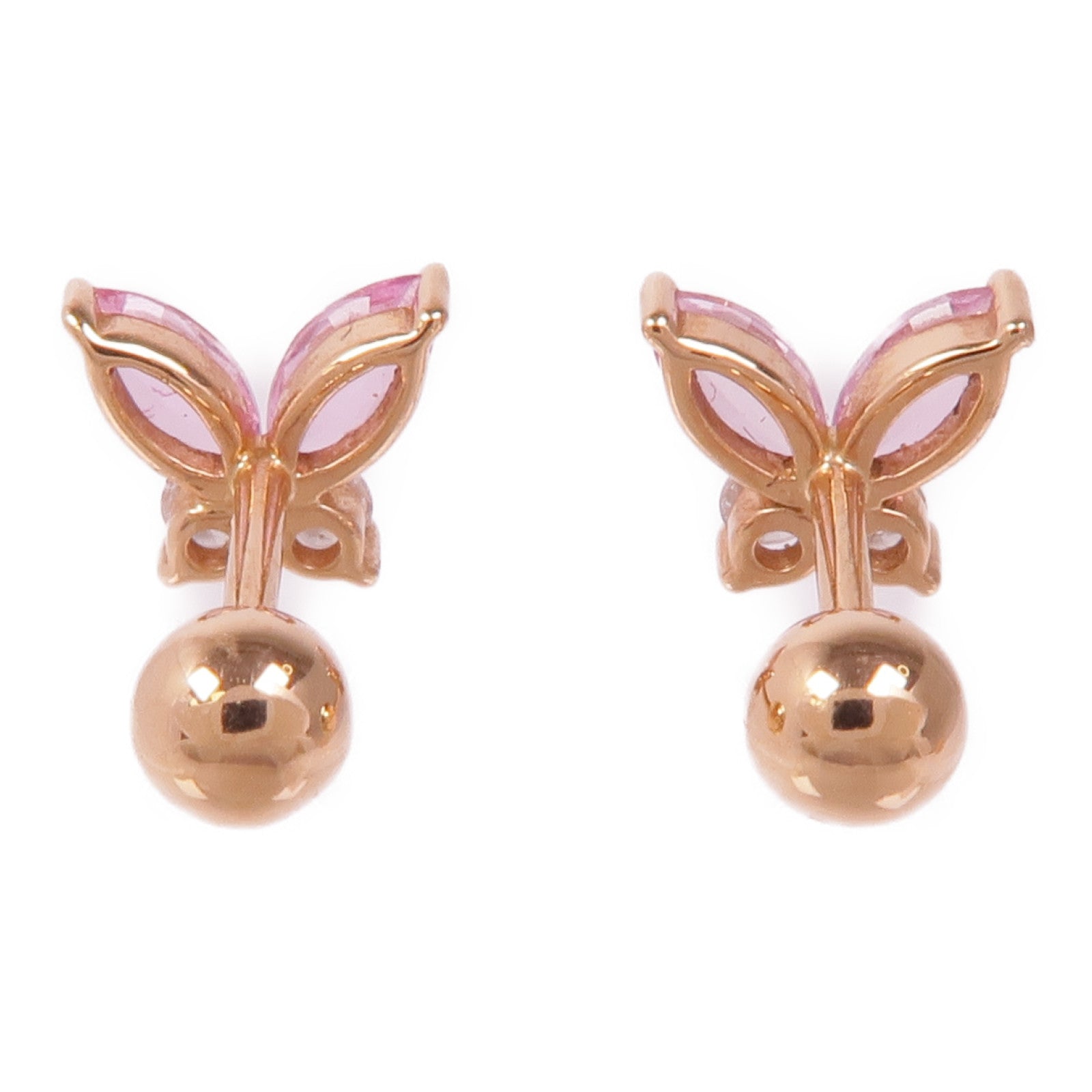 JEWELRY 18K玫瑰金Pink Sapphire Diamond Earrings粉紅藍寶石/鑽石耳環