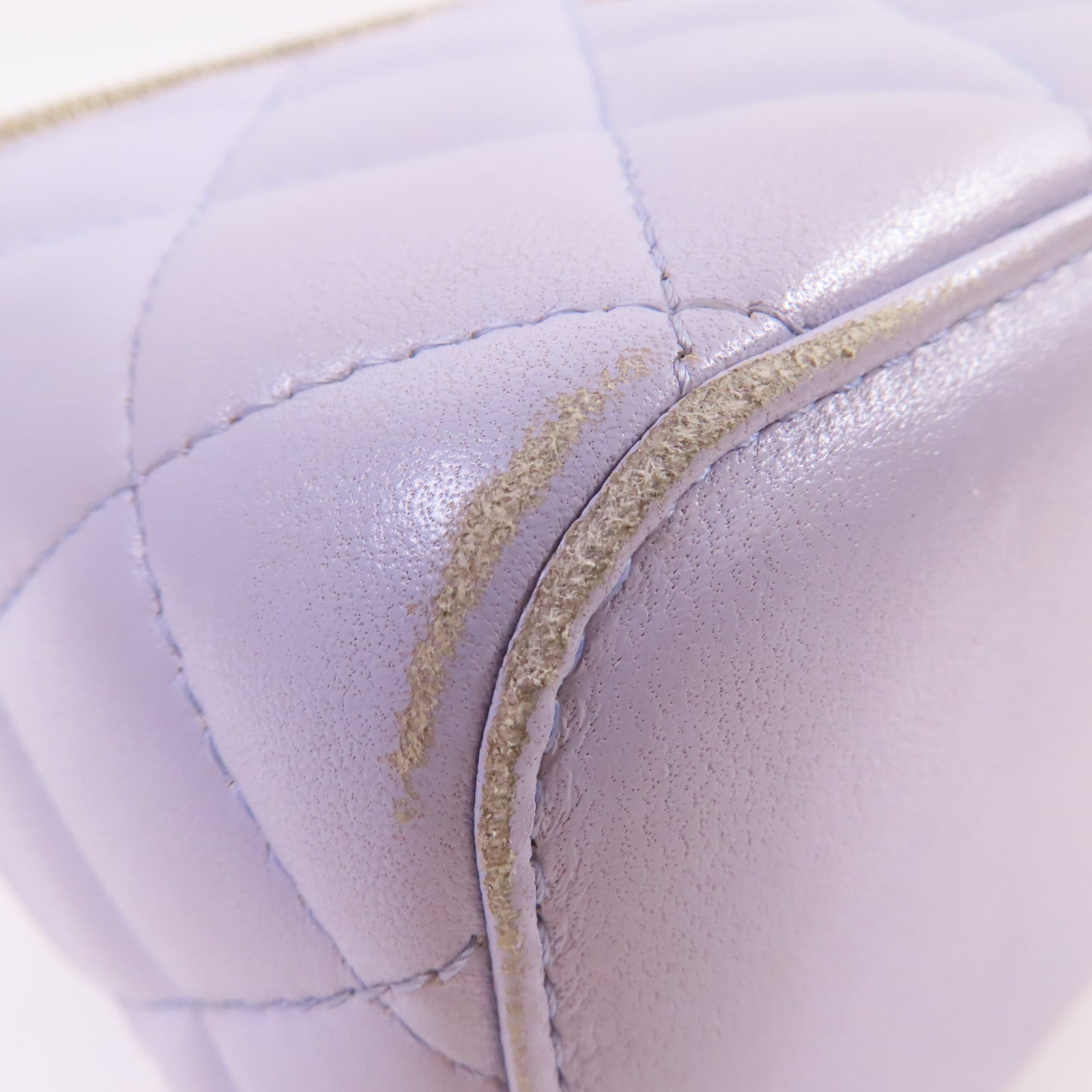 CHANEL 菱格羊皮皮革Vanity Case Shoulder Bag金扣鏈帶手挽肩背兩用袋紫色