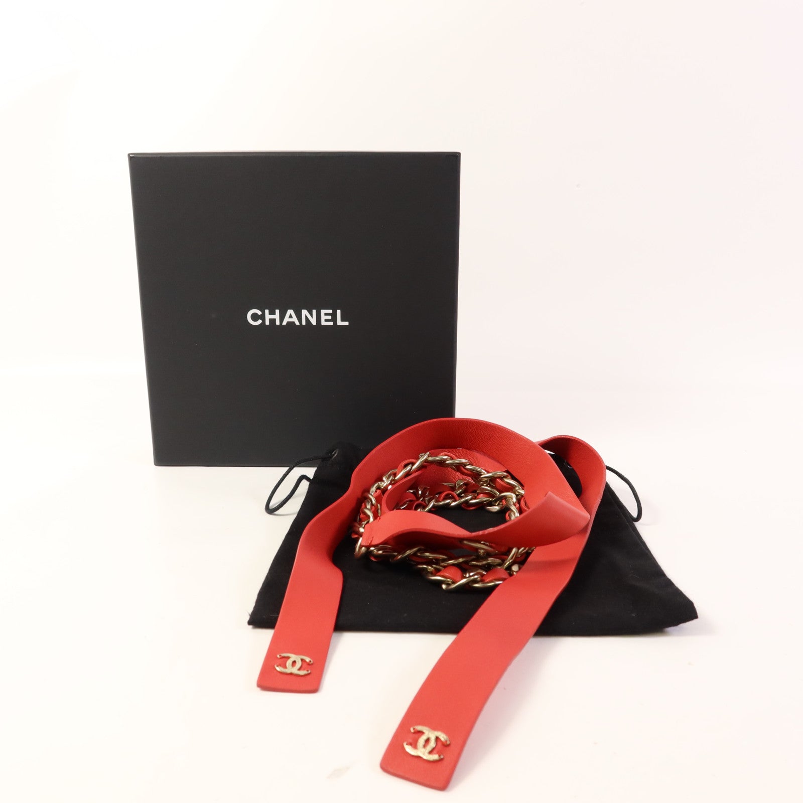 CHANEL 羊皮皮革Chain Belt金扣鏈帶皮帶