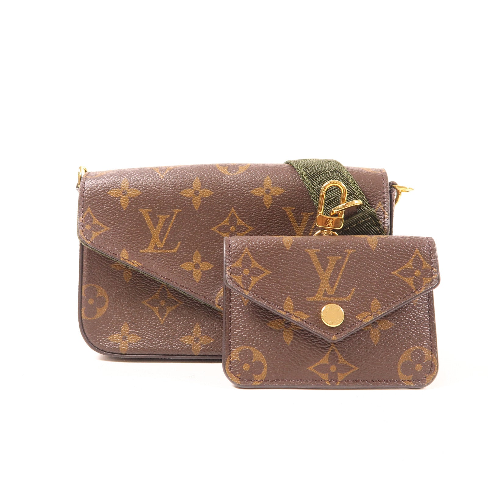 LOUIS VUITTON LV GHW Felicie Strap & Go Shoulder Bag M80091 Monogram Brown/Green
