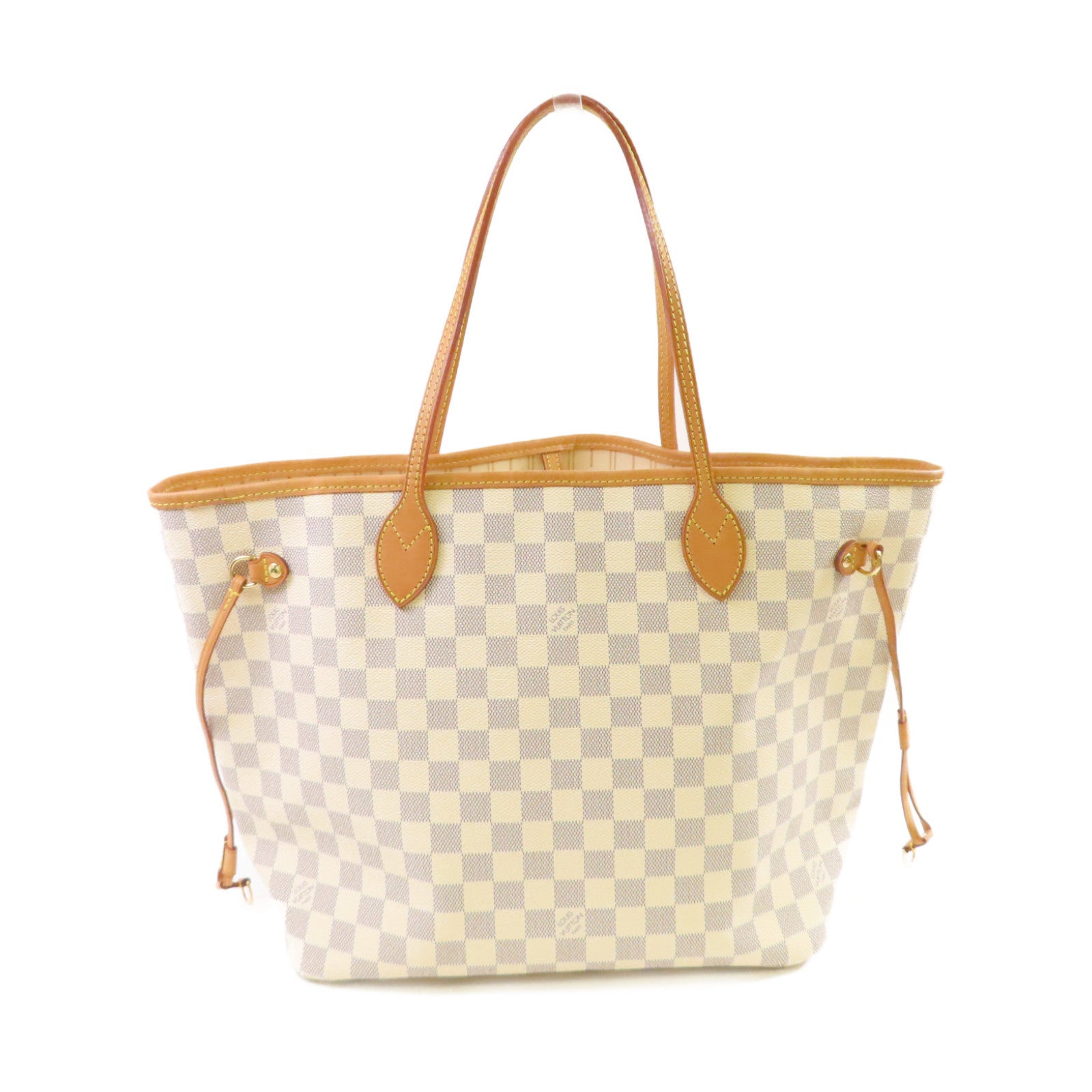 LOUIS VUITTON 【激減優惠】Damier Azur Neverfull MM Tote Bag金扣肩背袋米白色