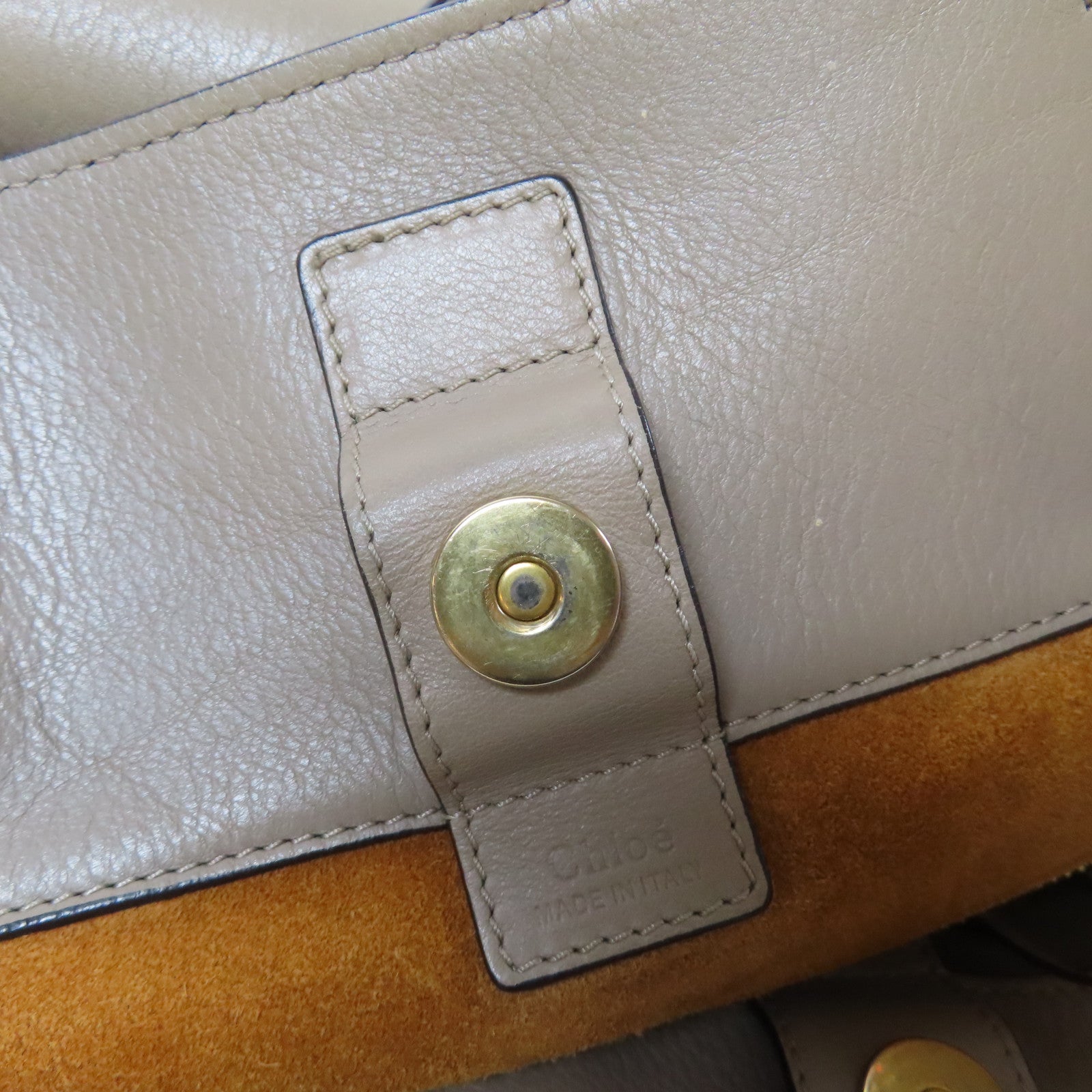 Chloe 【激減優惠】牛皮皮革Shoulder Bag金扣肩背袋米色/啡色